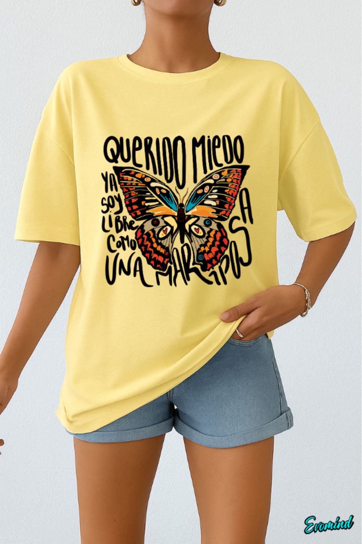 Evomind Kelebek Baskılı Unisex T-shirt