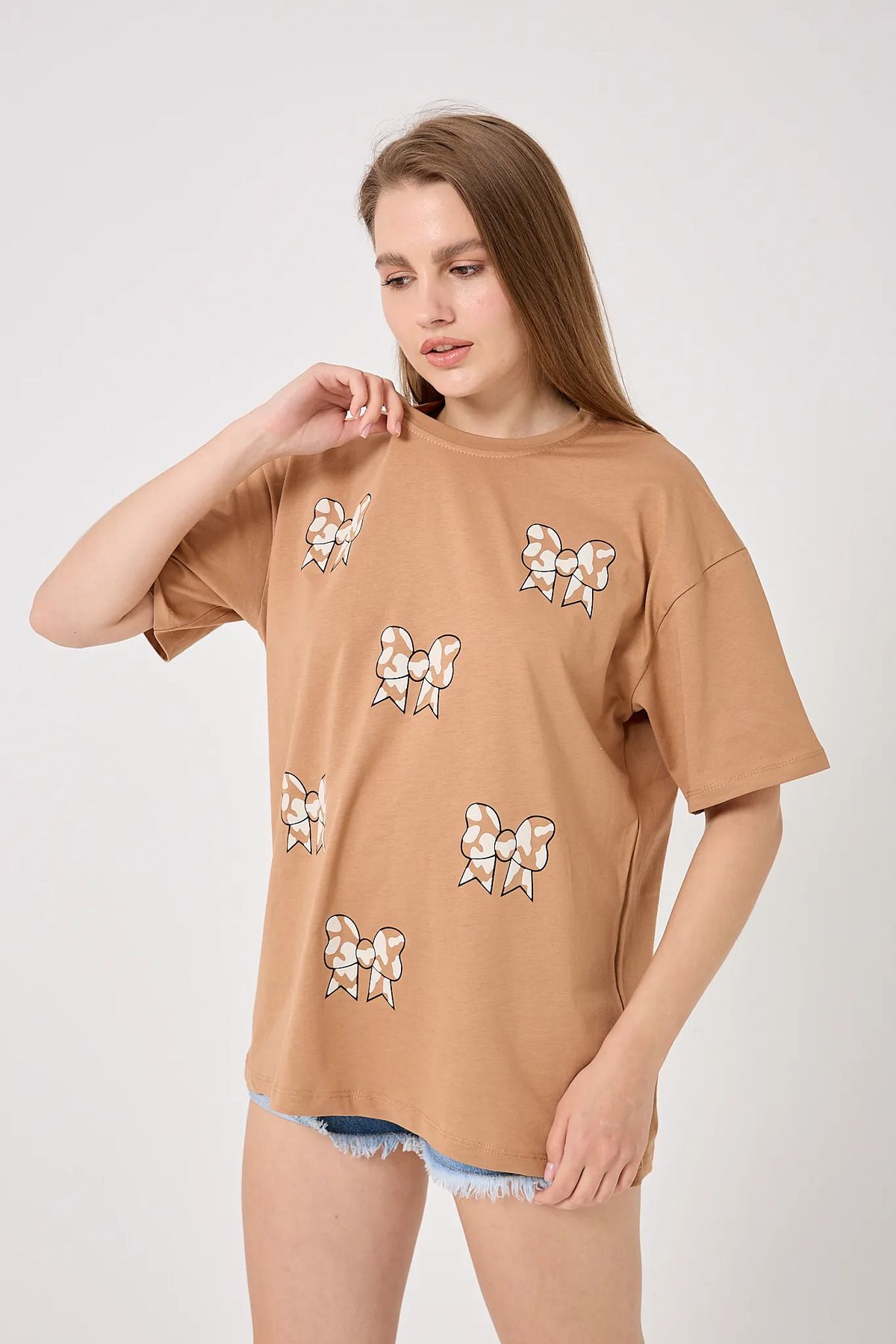 sernoy lomera SL4610-Oversize Fiyonk Baskılı T-Shirt