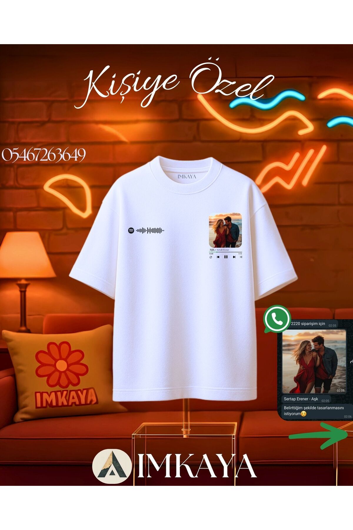 imkaya Kişiye Özel Fotoğraflı Unisex Erkek/Kadın Oversize Pamuklu T-Shirt Tişört Sevgiliye Hediye - HEDİYE