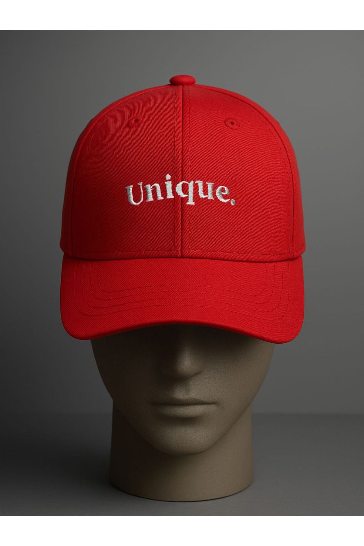 mieraedesign Mierae Unisex Gri Yazılı Kırmızı Şapka