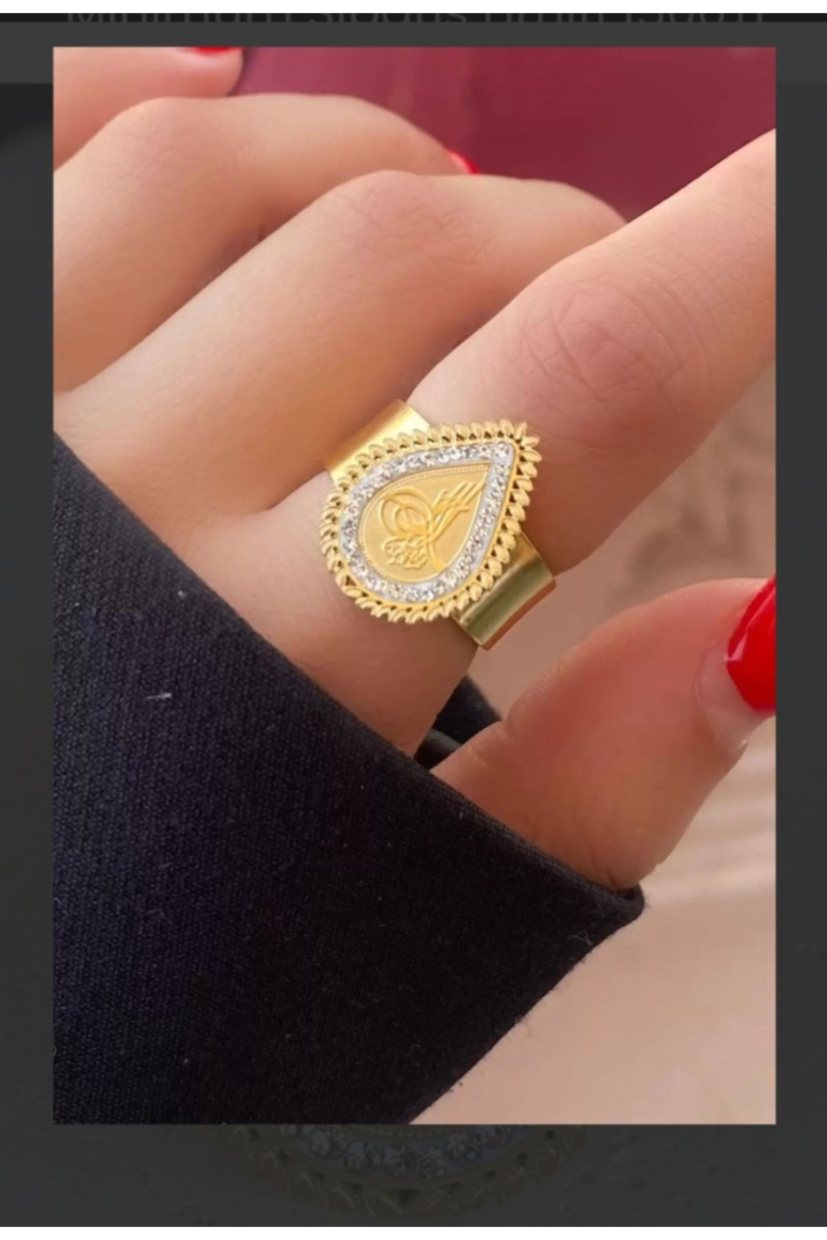 Jewerly Çelik tuğra detaylı yüzük