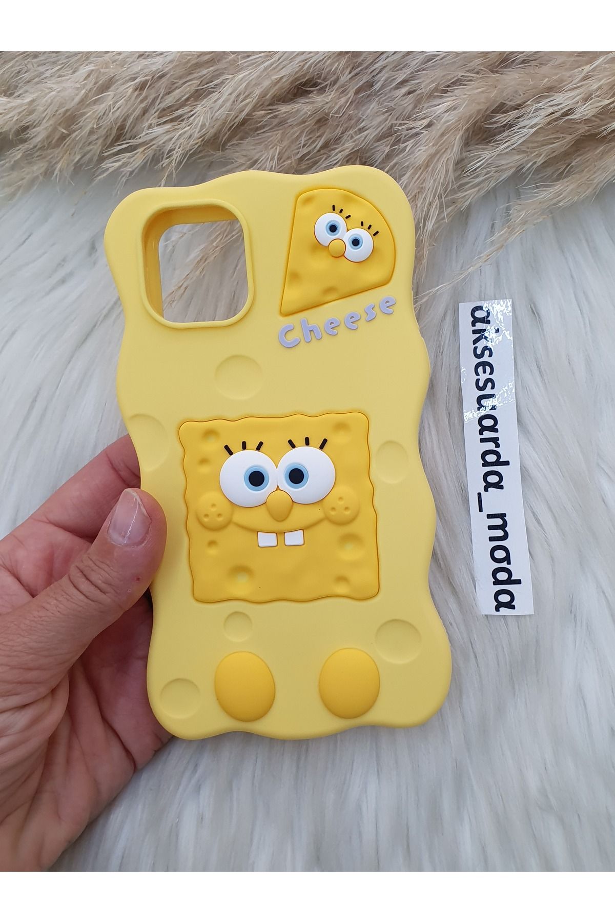 ZB Aksesuarda Moda iPhone 11 Uyumlu Sünger Bob Figürlü Yumuşak Hamur Silikon Lüks Kılıf Kapak
