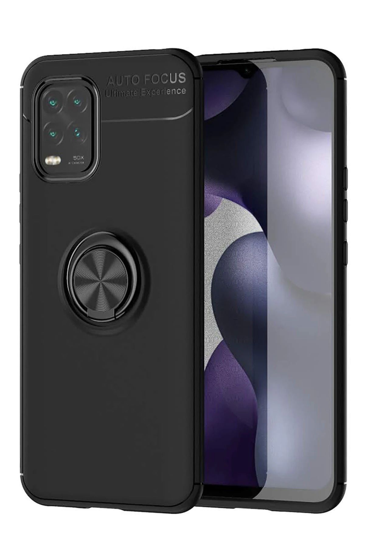NewFace Xiaomi Mi 10 Lite Kılıf Range Yüzüklü Silikon - Siyah MXMPA