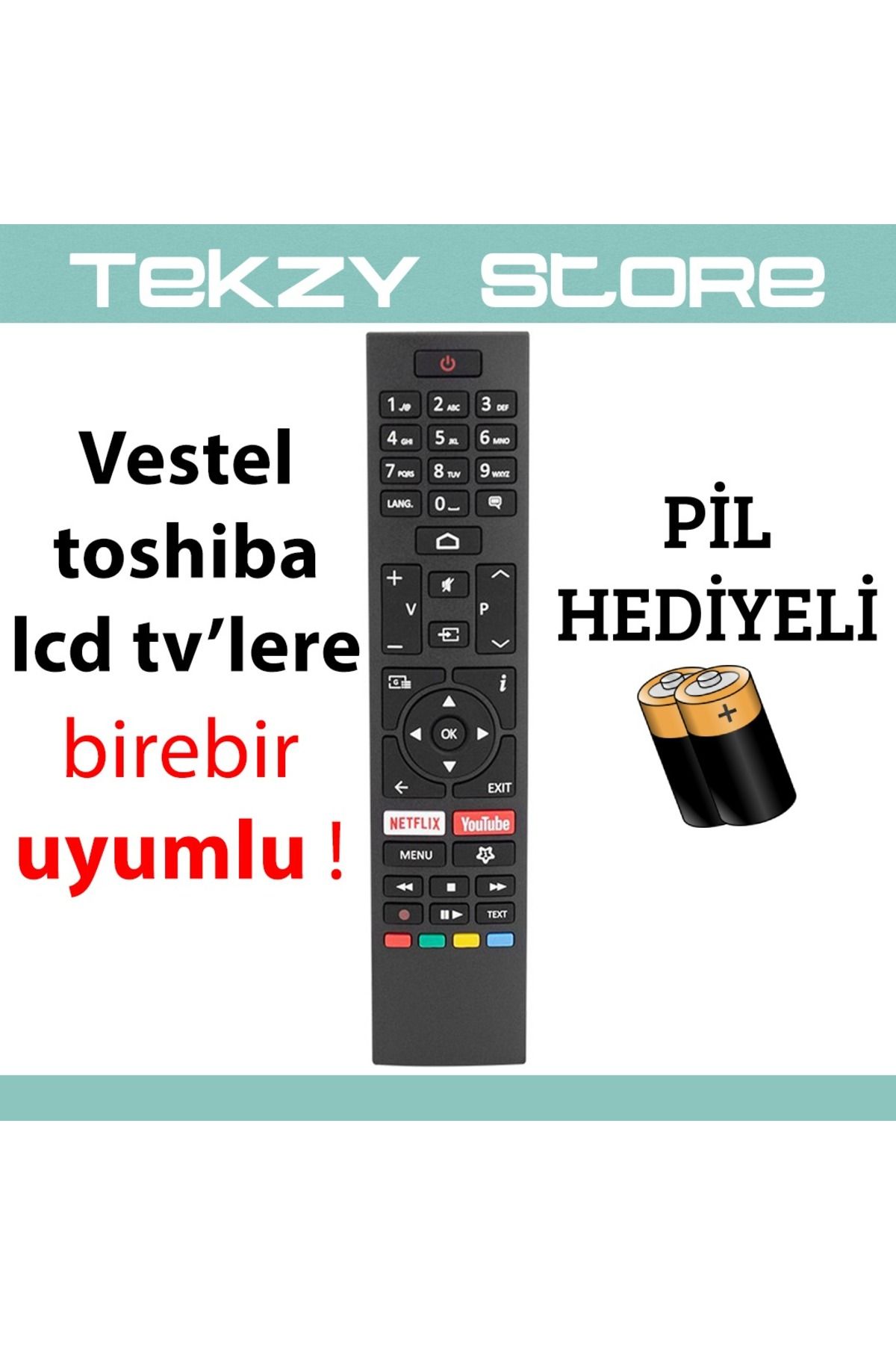 Suntel Vestel ve ToshibaMarka Uyumlu LCD TV Kumandası - Geniş Model Uyumu