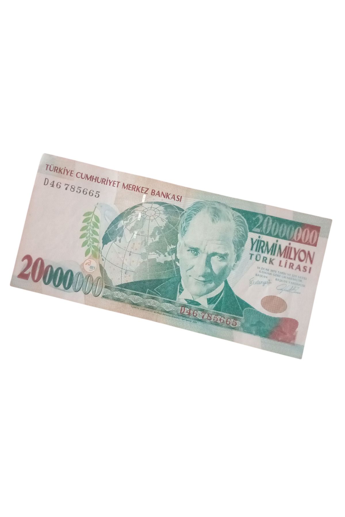 Yediotuz 7. Emisyon 20.000.000 Türk Lirası Eski Koleksiyon Kağıt Para. Eski Para Antika Para Hediye Hobi