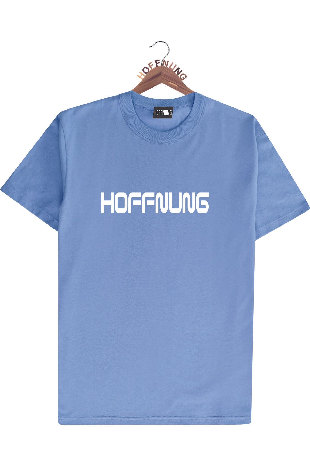 HOFFNUNG Unisex Erkek/Kadın Bisiklet Yaka HOFFNUNG brand baskılı Oversize T-Shirt