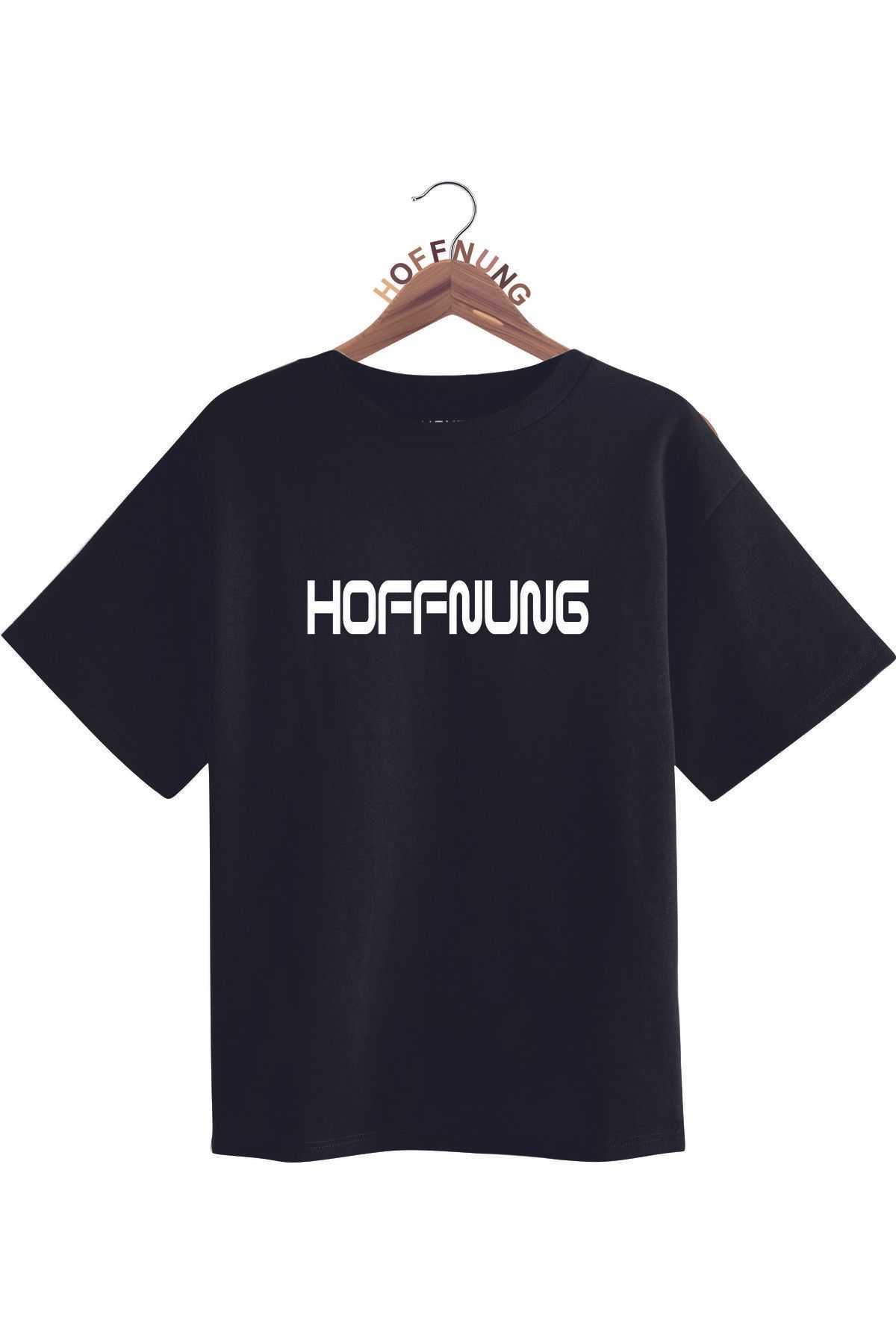HOFFNUNG Unisex Erkek/Kadın Bisiklet Yaka HOFFNUNG brand baskılı Oversize T-Shirt
