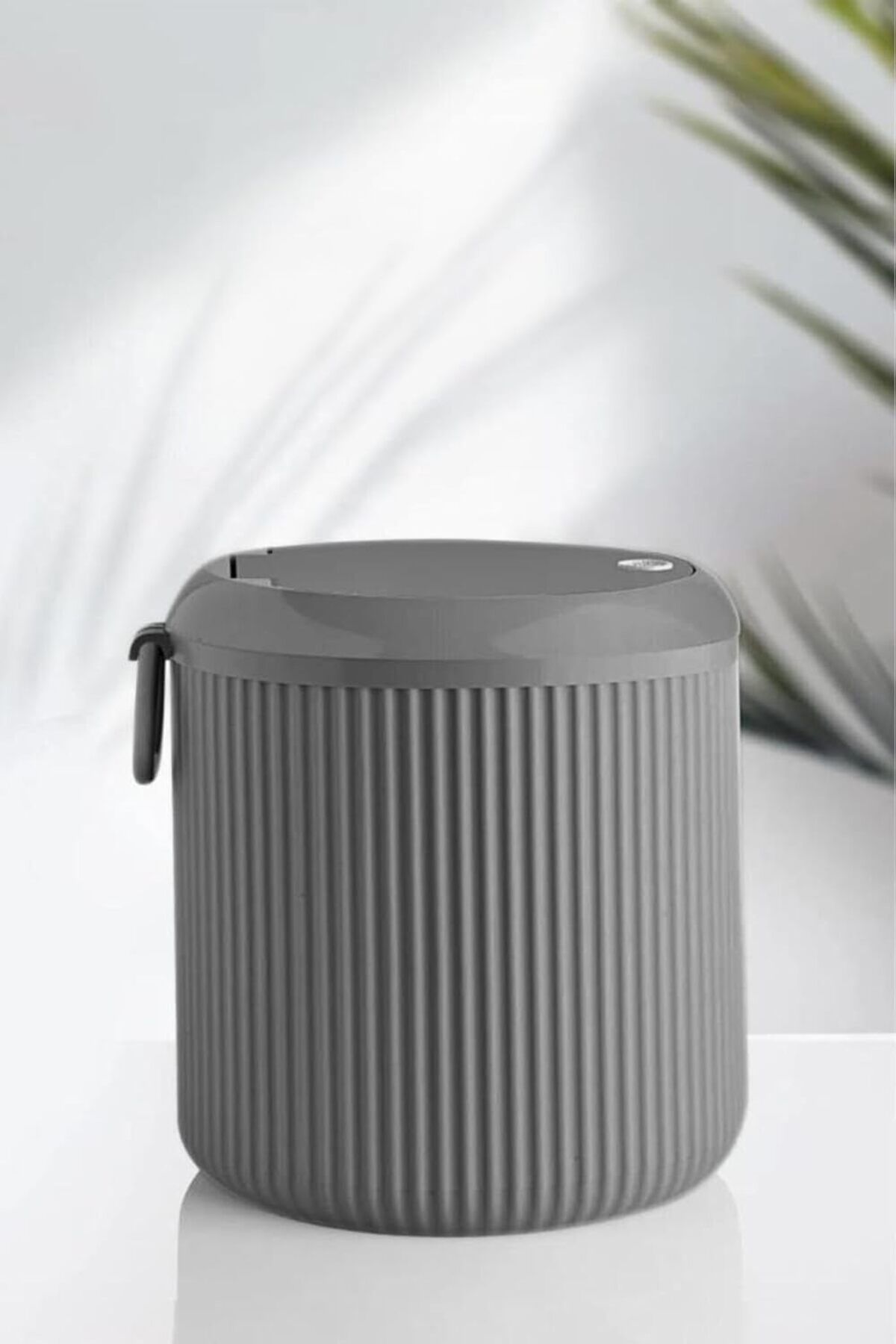 Mena Rise Haus Çöp Kovası Mutfak Banyo Tezgah Üstü Taşıma Kulplu Çöp Kovası 4 Litre Gri 3029 106427