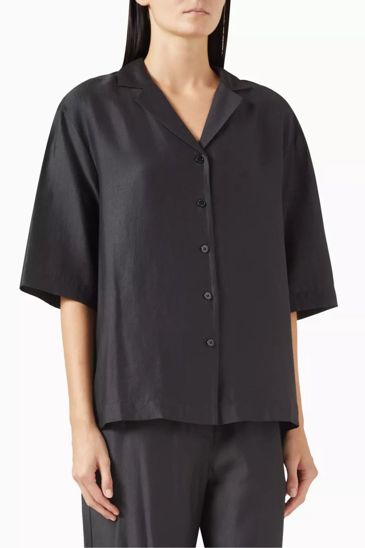 12storeez Takisada Satin Pyjama Shirt, Hafif ve Rahat Kesimli Yazlık Gömlek