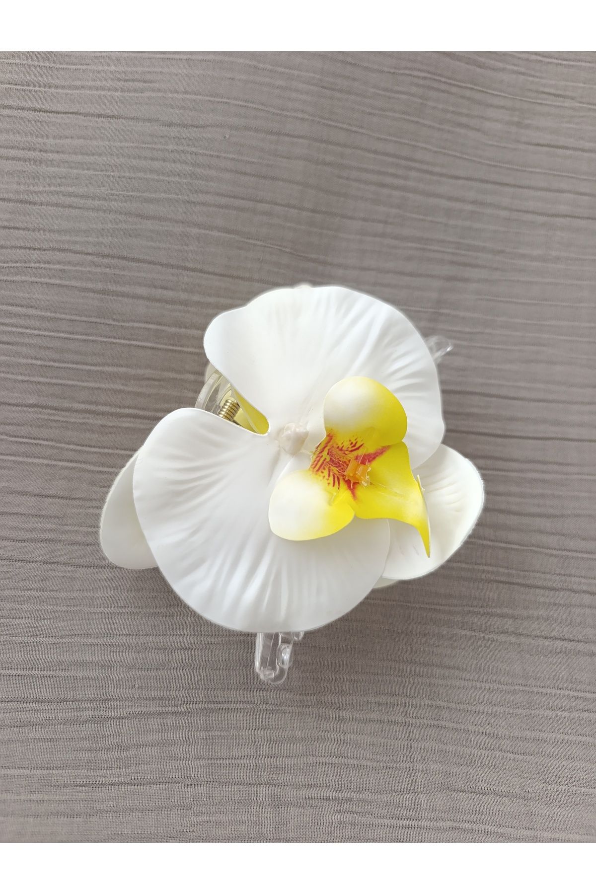 MutluBiDünya Vintage Aloha Orkide Çiçeği Süslü Zarif Yazlık Mandal Toka Orkide Mandal Toka 11 cm