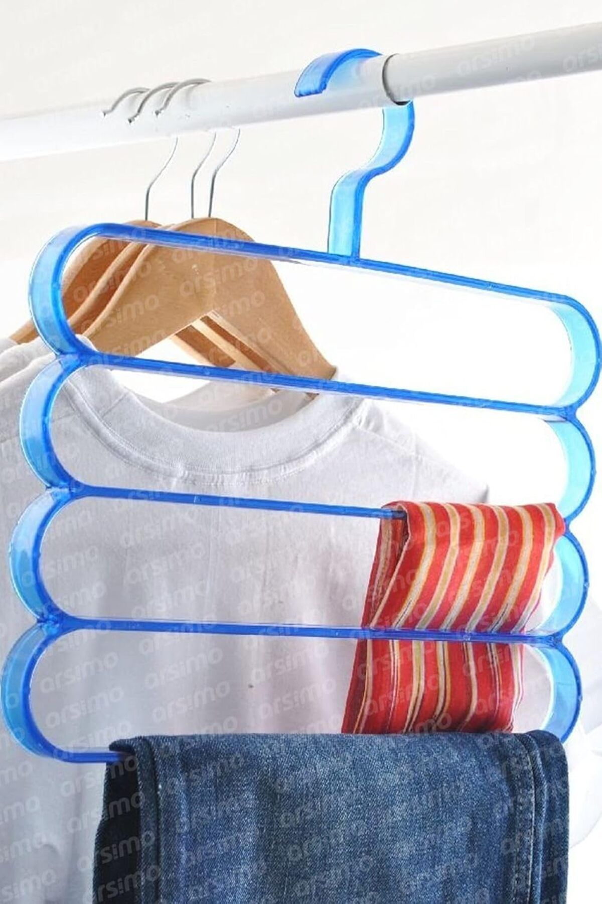 Mena Rise TuonShop Dolap Içi 4 Katlı Plastik Elbise Pantolon Eşarp Şal Askısı | 4 Katlı Pratik Askı 1