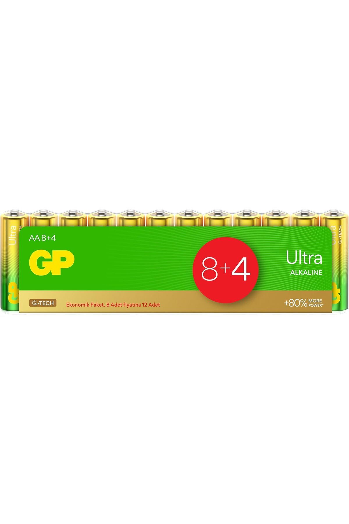 Mena Rise Batteries G-TECH Ultra Alkalin Kalem LR6 - AA Boy 1.5V Pil 12'li Shrink 1064272