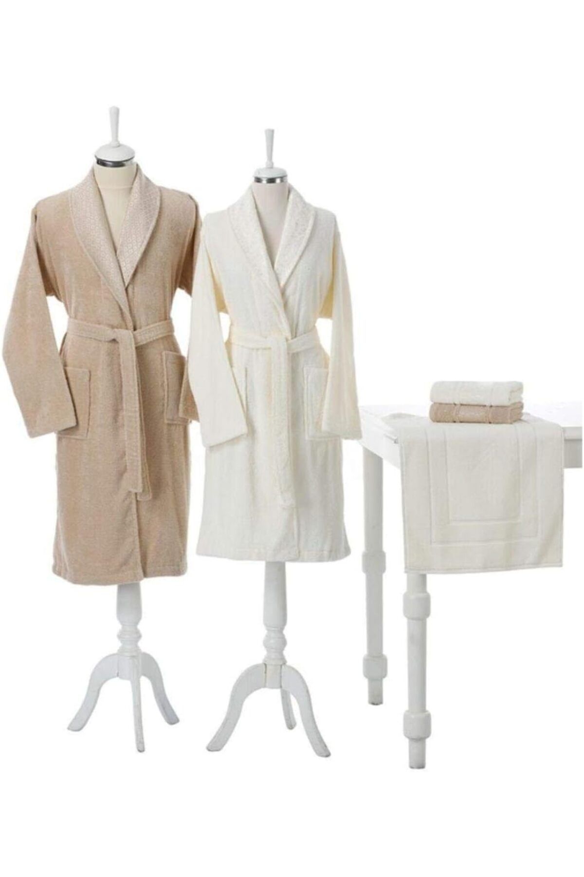 Mena Rise Aile Bornoz Set Camella Bej Krem Paspas He 1064272