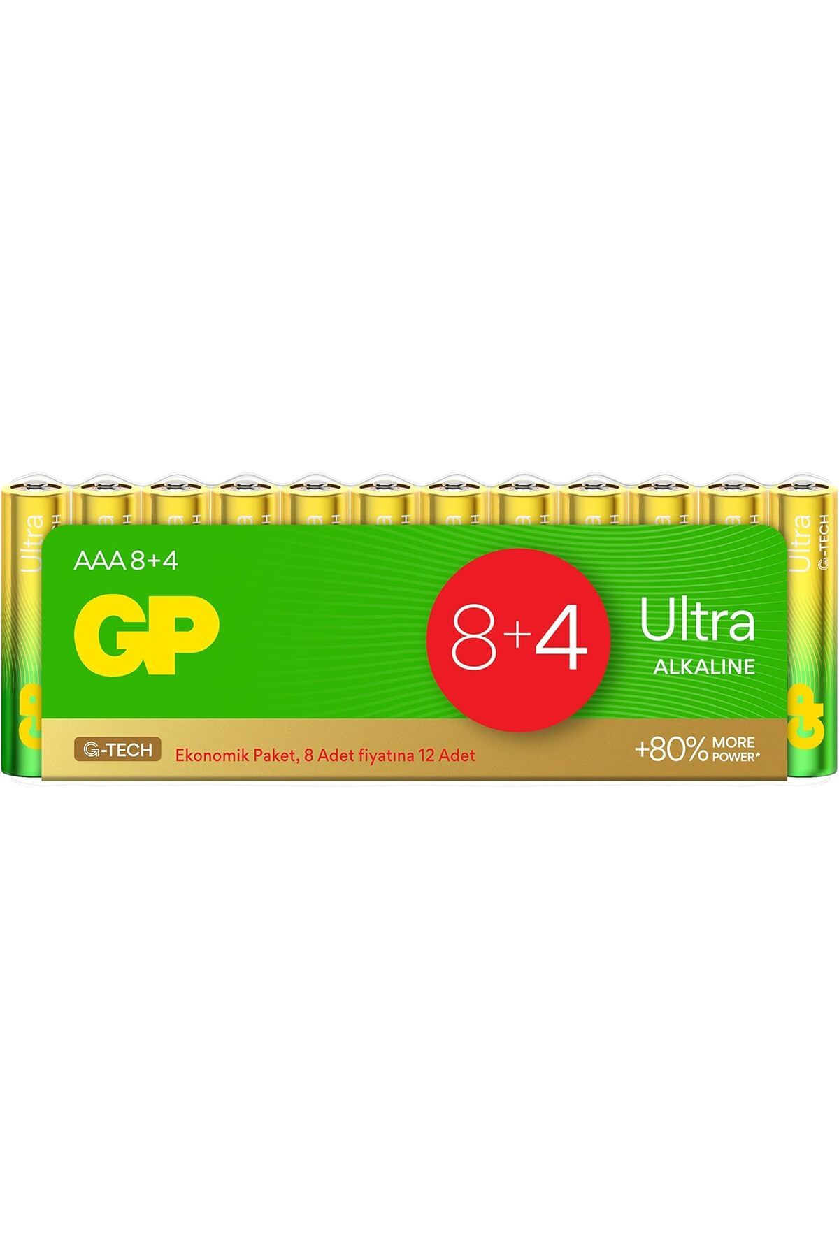 Mena Rise G-TECH Ultra Alkalin İnce LR03 - AAA Boy 1.5V Pil 12'li Shrink 1064272