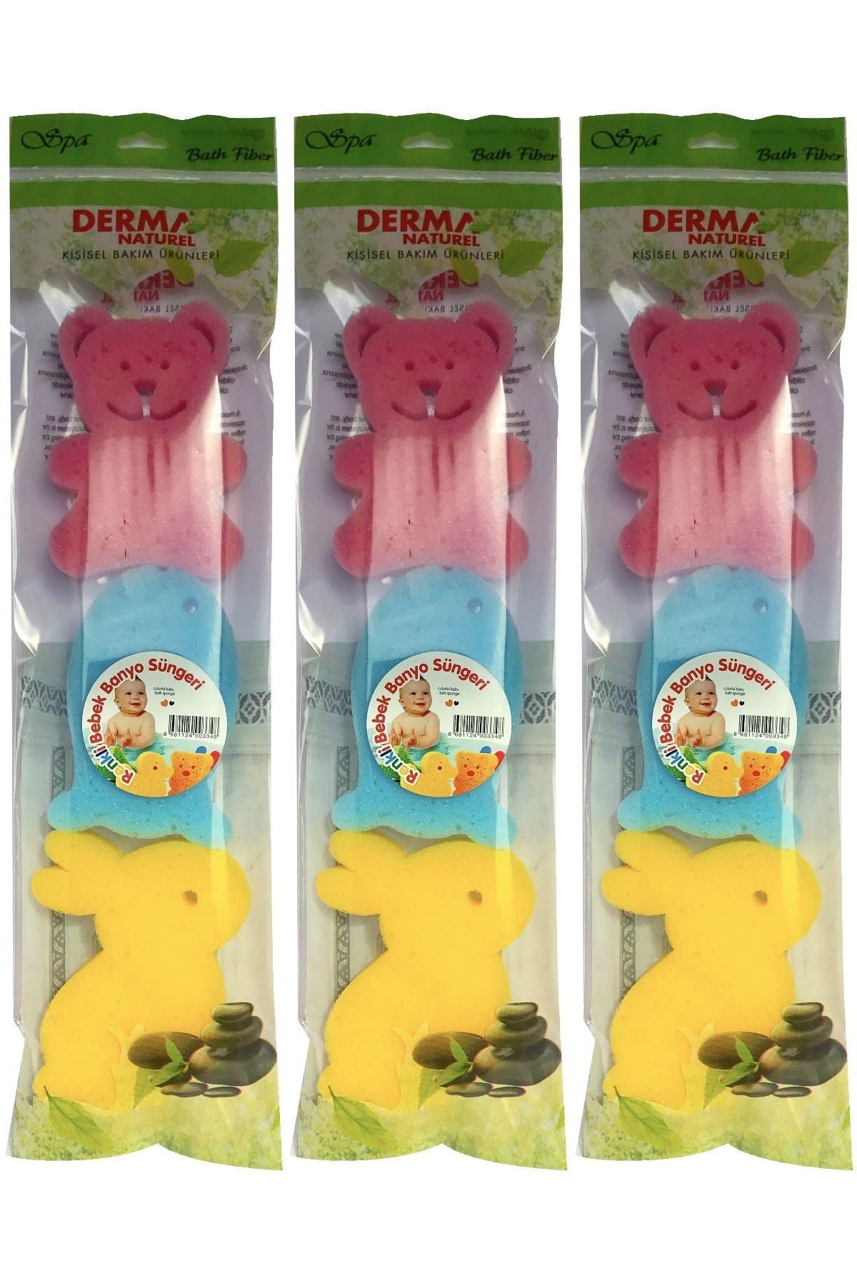 Derma Naturel 3 Lü Renkli Bebek Banyo Süngeri (3 Lü Set)