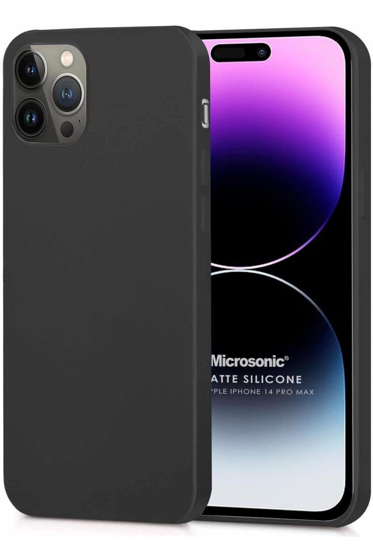 Mena Rise TuonShop Matte Silicone iPhone 14 Pro Max için Kılıf Siyah [iPhone 14 Pro Max ile Uyumlu Kılıf