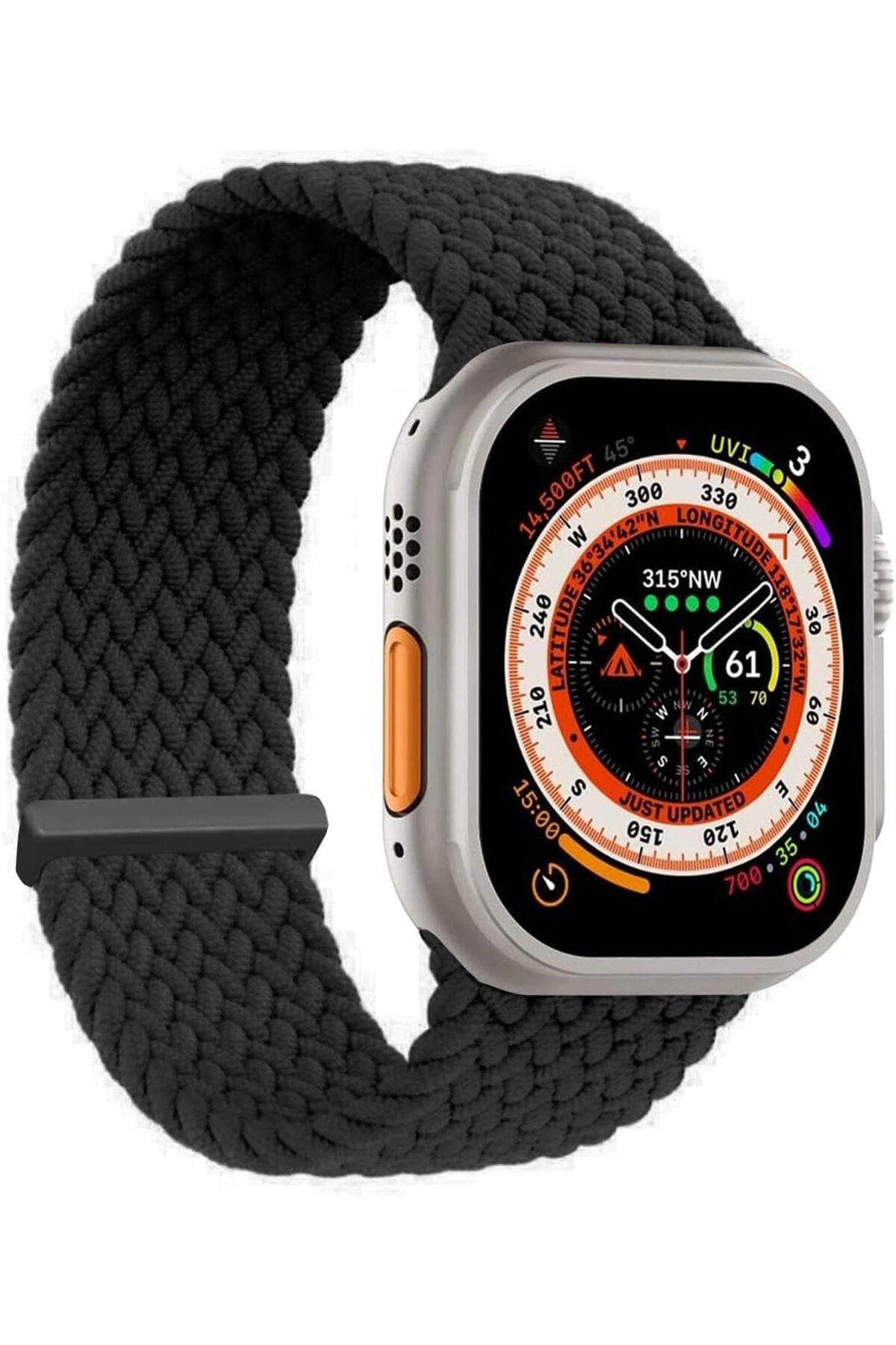 Mena Rise Watch Series 10 42mm için Kordon, (Medium Size, 147mm) Knitted Fabric Single Loop Siyah 1064272
