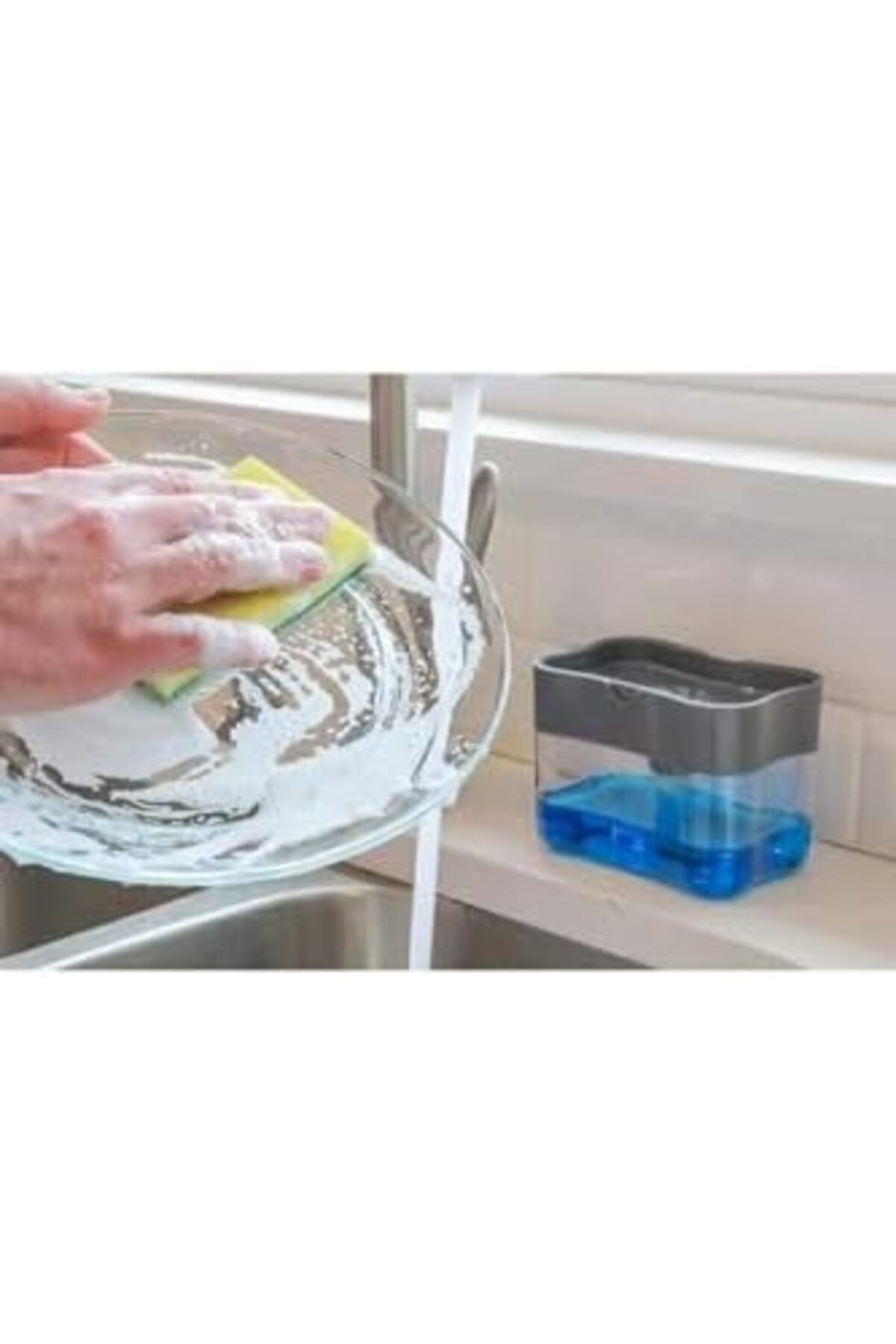 Mena Rise-Diyar-ıFırsatShop Dozator de săpun lichid cu pompă, dozator de săpun lichid pentru detergent cu recipient pentru burete 385 M 3
