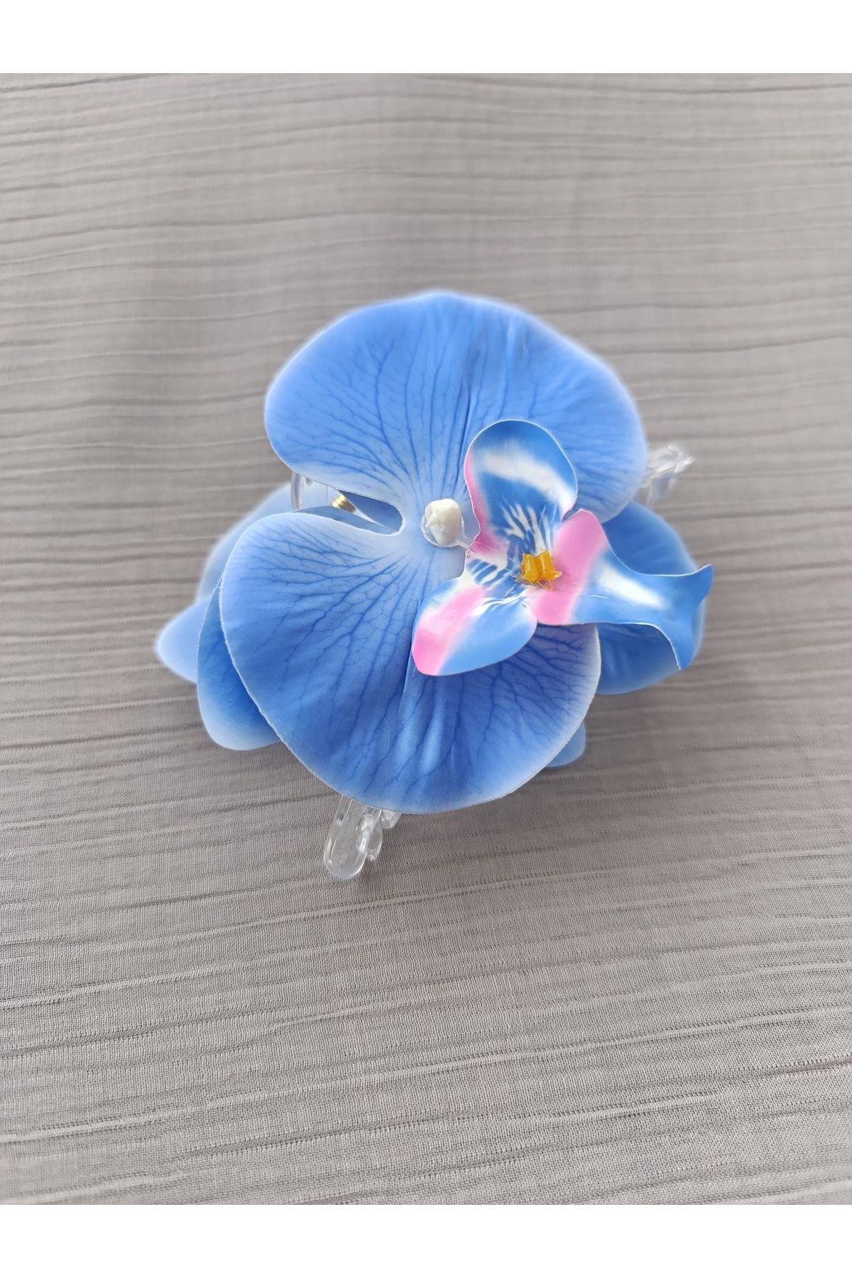 MutluBiDünya Vintage Aloha Orkide Çiçeği Süslü Zarif Yazlık Mandal Toka Orkide Mandal Toka 11 cm