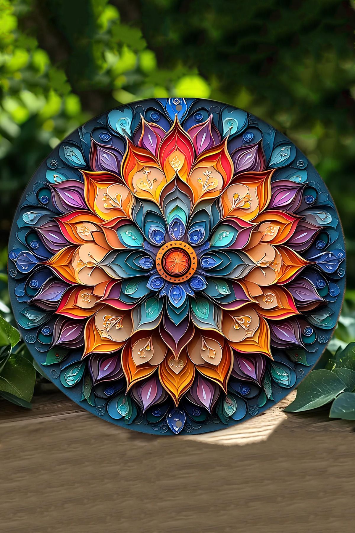 kutuTR 🌀 Renklerin Dansı – Mandala Desenli MDF Duvar Dekoru (20 cm) DT021