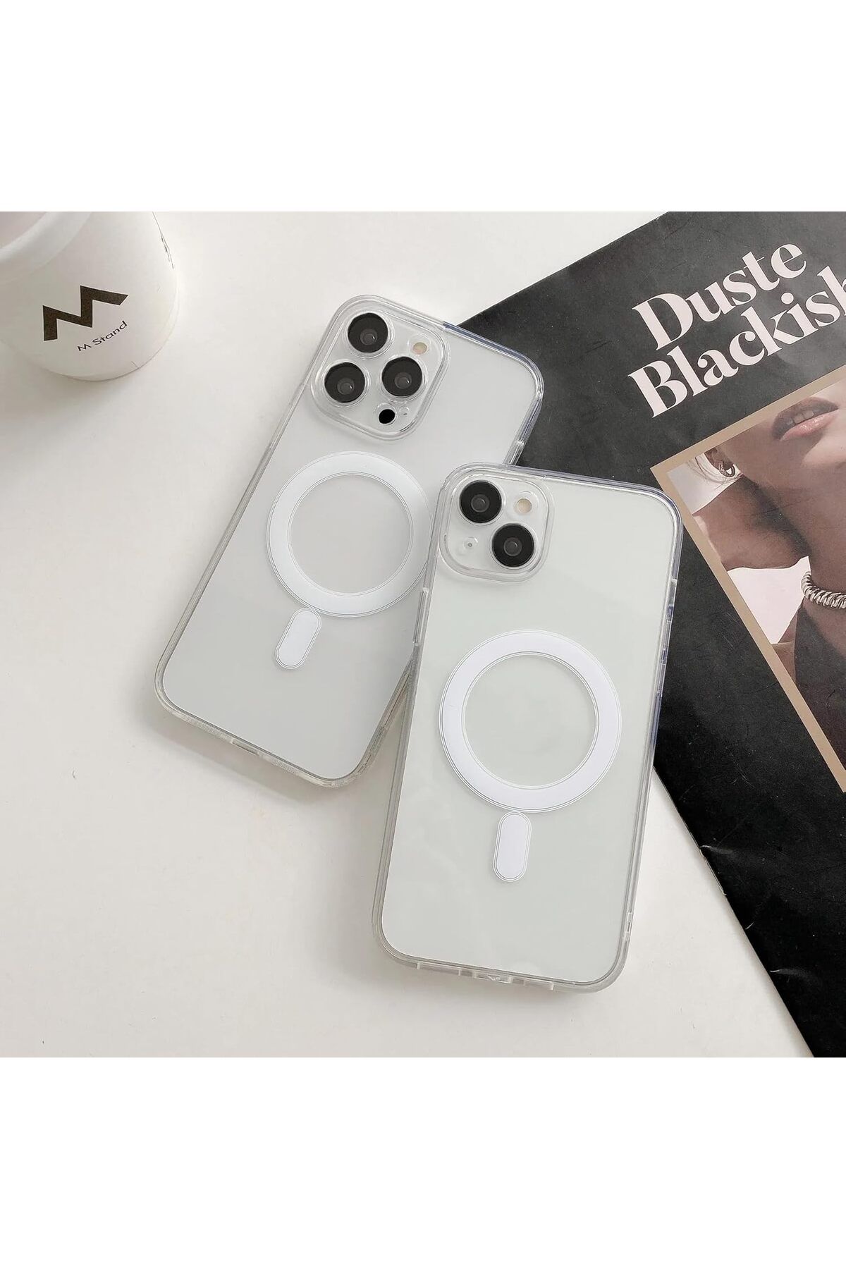 Mena Rise TuonShop iPhone 15 Uyumlu Şeffaf Kablosuz Wireless Şarj Özellikli Kılıf 15 (6.1') Şeffaf Silik