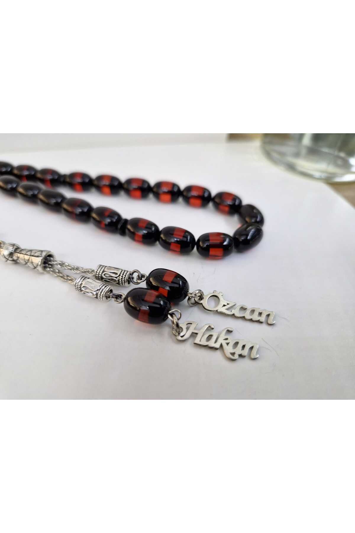 Satürn Silver Kuyumculuk Kişiye Özel İsimli Püsküllü Kehribar Tesbih İsim Yazılır