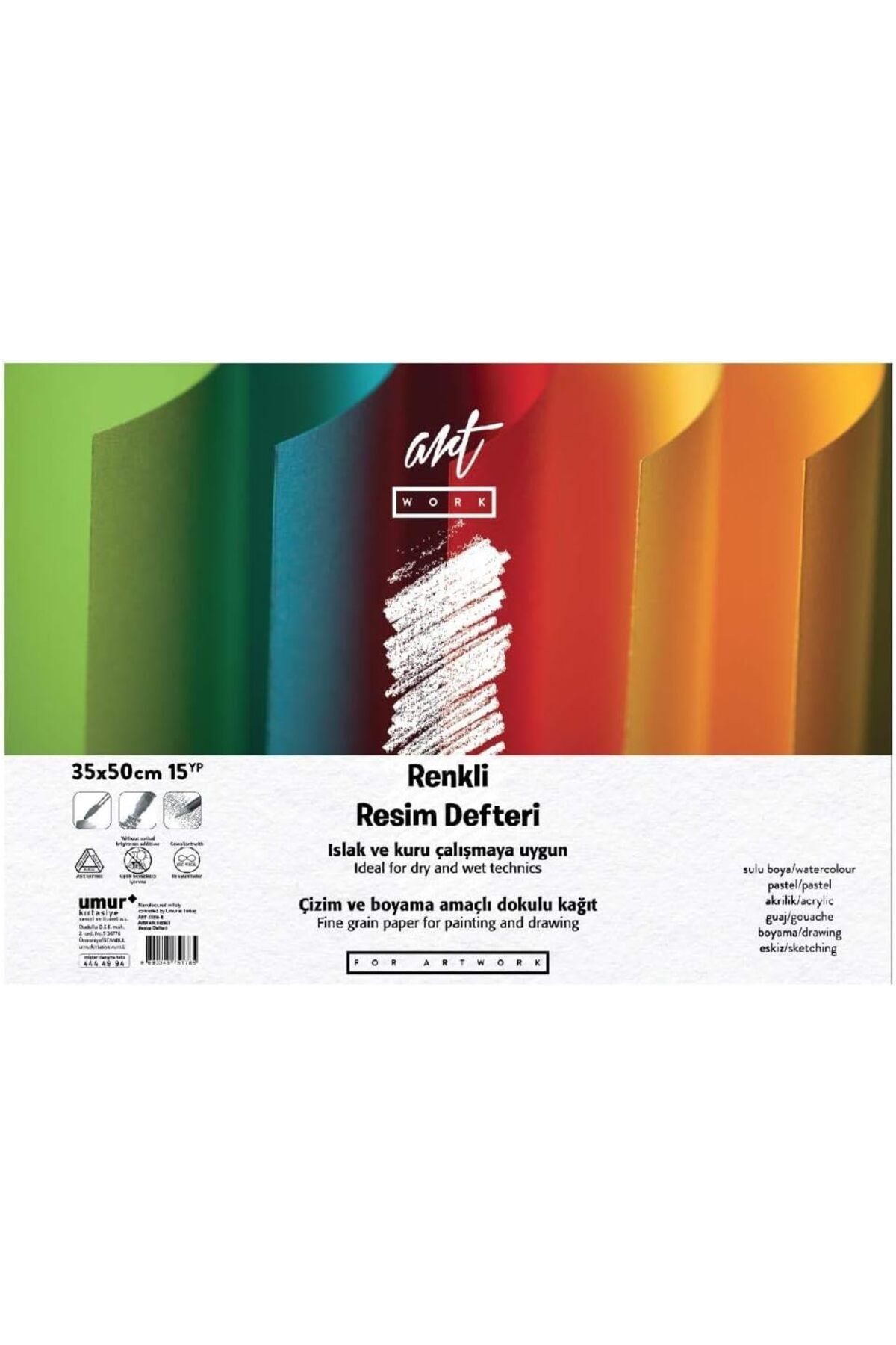 Mena Rise Clara Renkli Resim Defteri 160 gr / 180 gr, 35 x 50, 12/3 Yaprak 1064272
