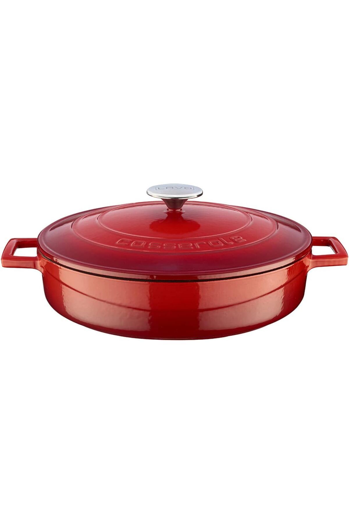 Mena Rise Metal Döküm Çok Amaçlı Yayvan Tencere, Trendy, 28 cm, 3.51 L Hacim, Kırmızı 1064272
