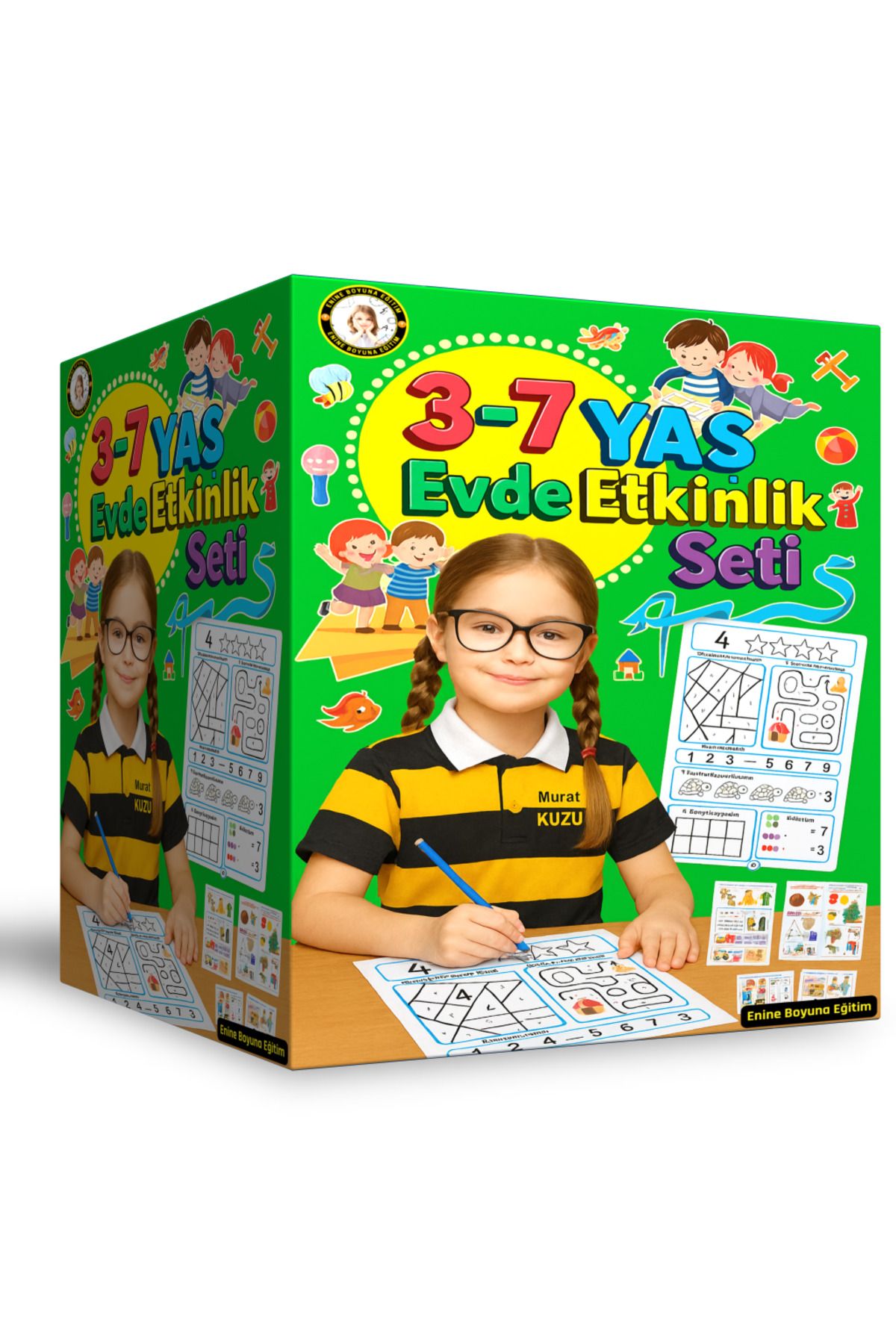 Enine Boyuna Eğitim 3-7 Yaş Etkinlik Eğitim Seti (Spiralli – Renkli – Büyük Boy)