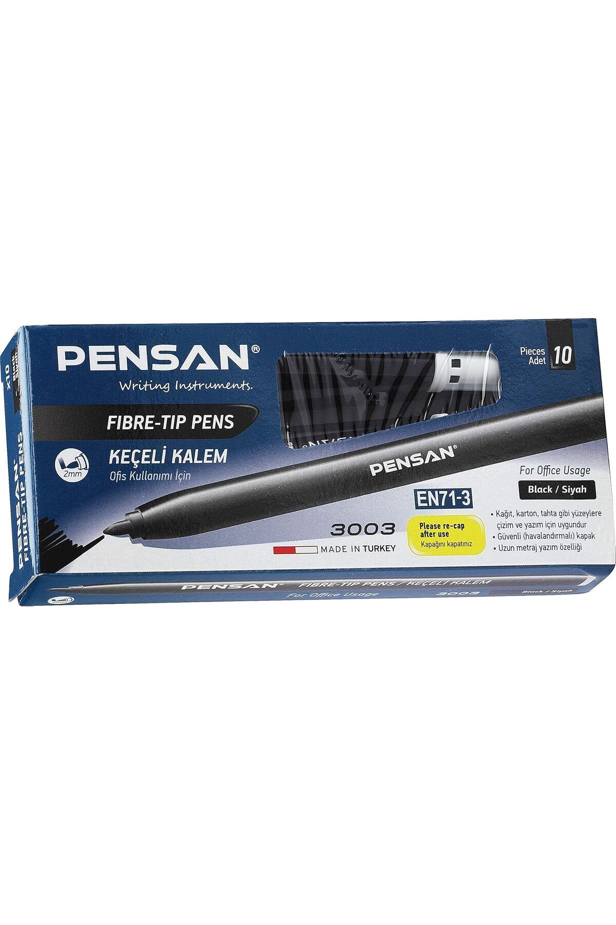 Mena Rise 3003 Ofis Tipi Keçeli Kalem Siyah 10 Lu - PE3003KK10S 1064272