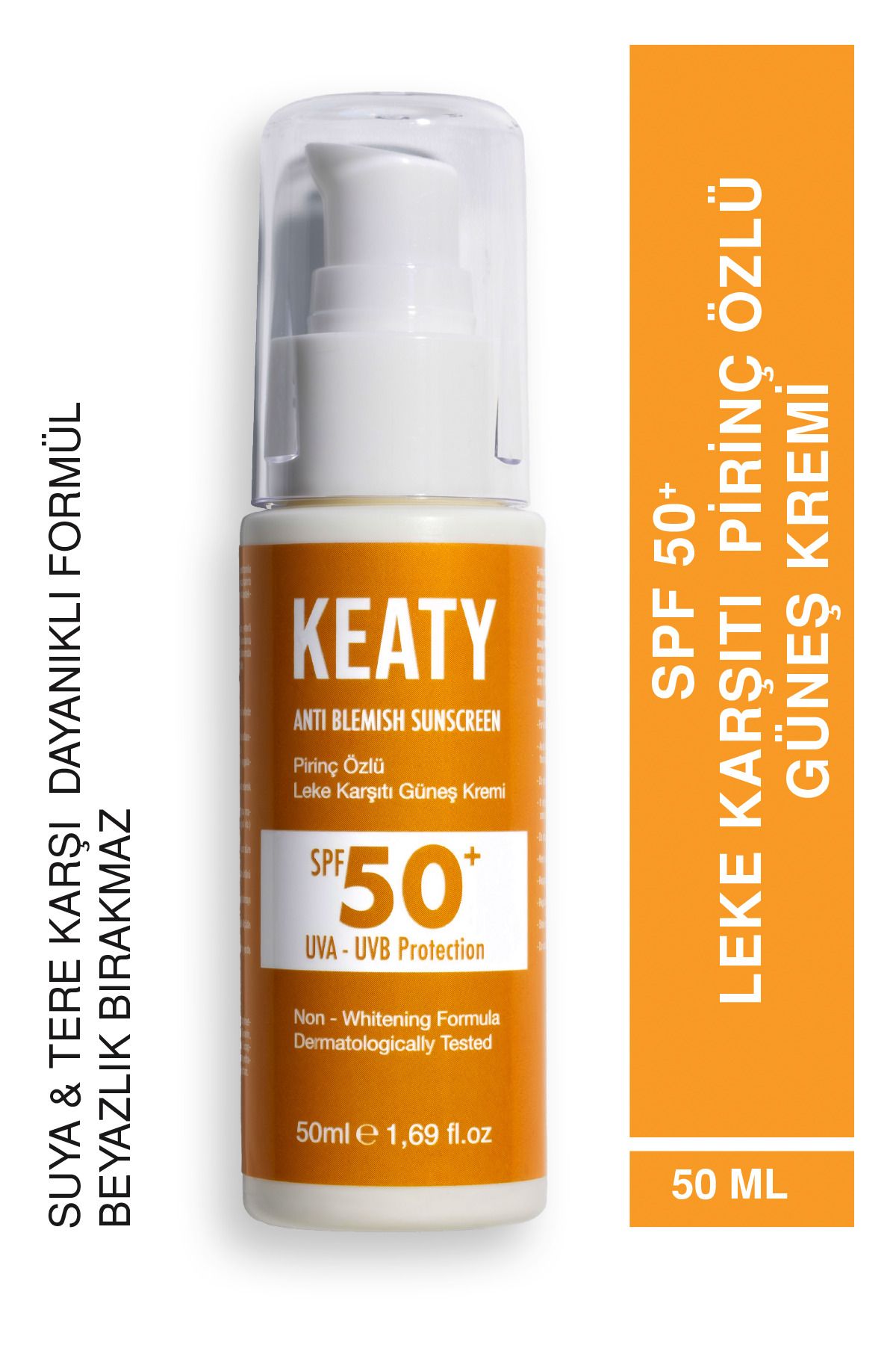 KEATY SPF 50+ Güneş Kremi | Pirinç Özlü Leke Karşıtı | Suya ve Tere Dayanıklı Formül