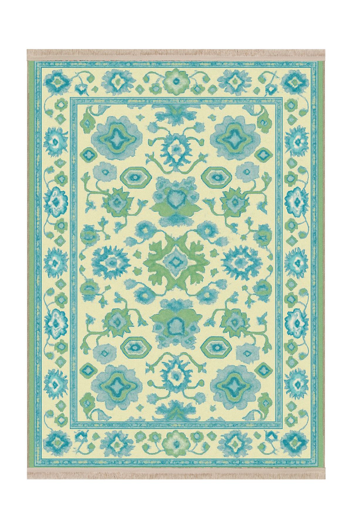 Rugs Modern Halı MOSSO Yeşil Temalı Floral Desenli Dokuma Taban Modern Dekoratif Halı mosso30