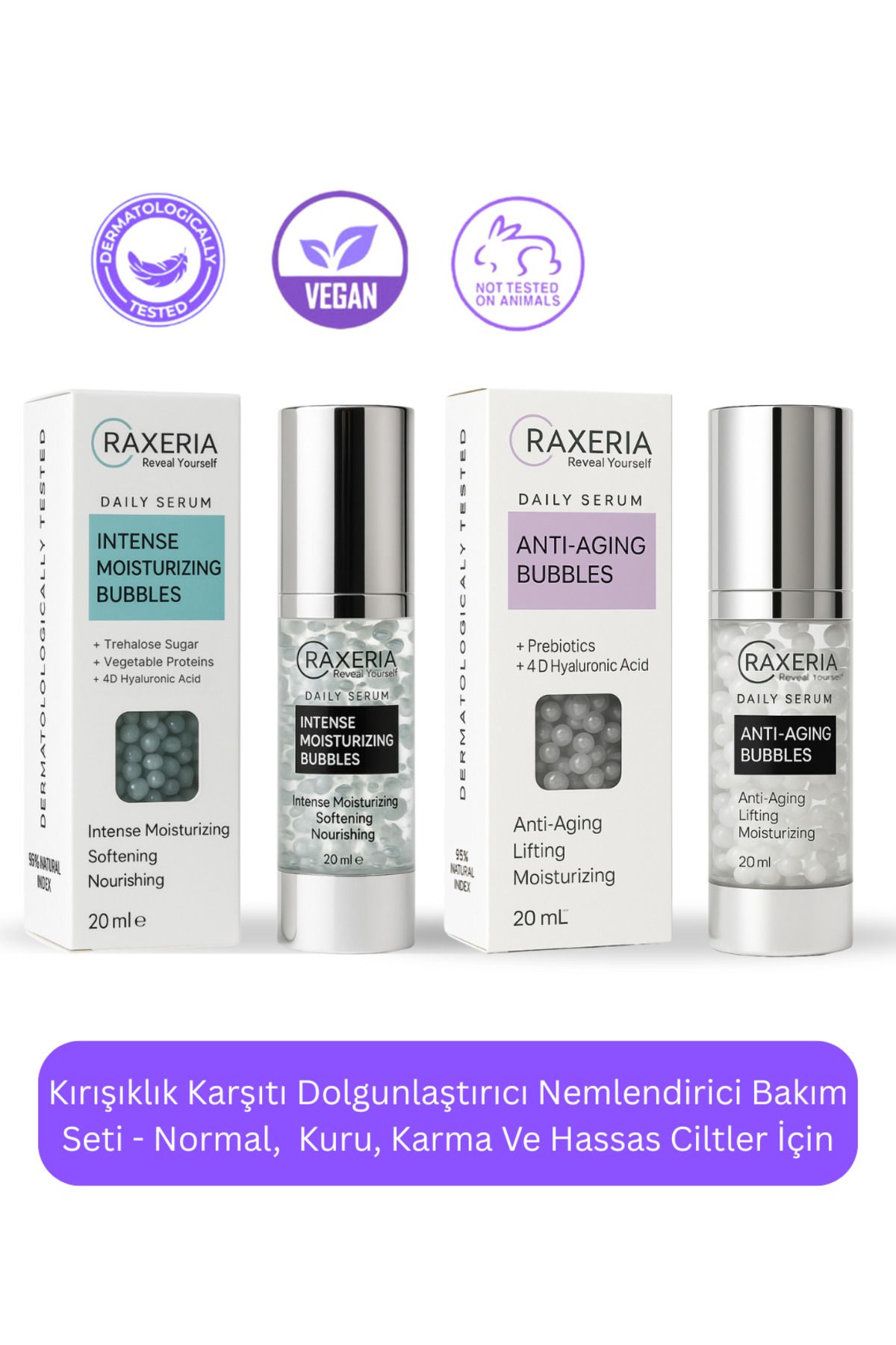 raxeria Kırışıklık Karşıtı Dolgunlaştırıcı Nemlendirici Bakım Seti - Normal, Kuru, Karma Ve Hassas Ciltler