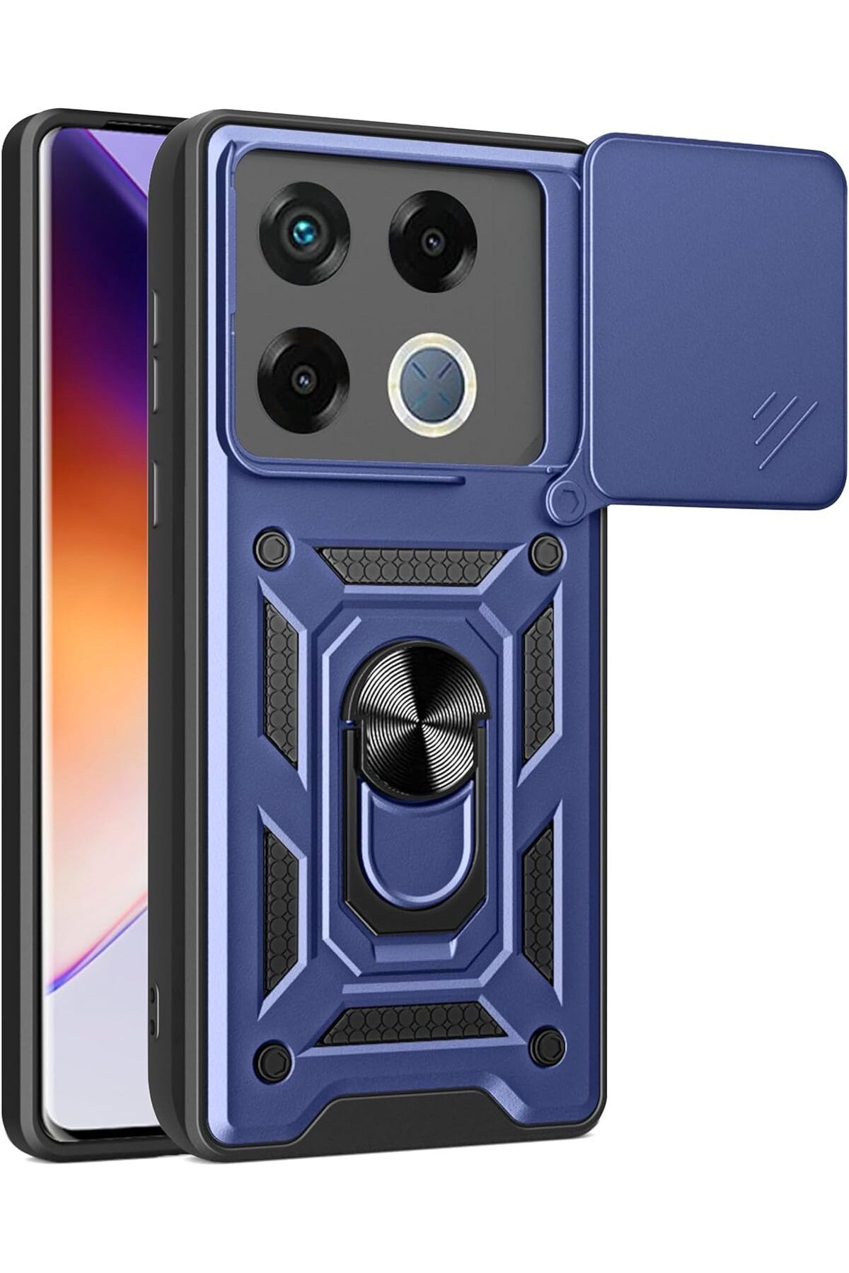 KılıfShop İnfinix GT 20 Pro Kılıf Pars Yüzüklü Standlı Darbe Korumalı Lacivert