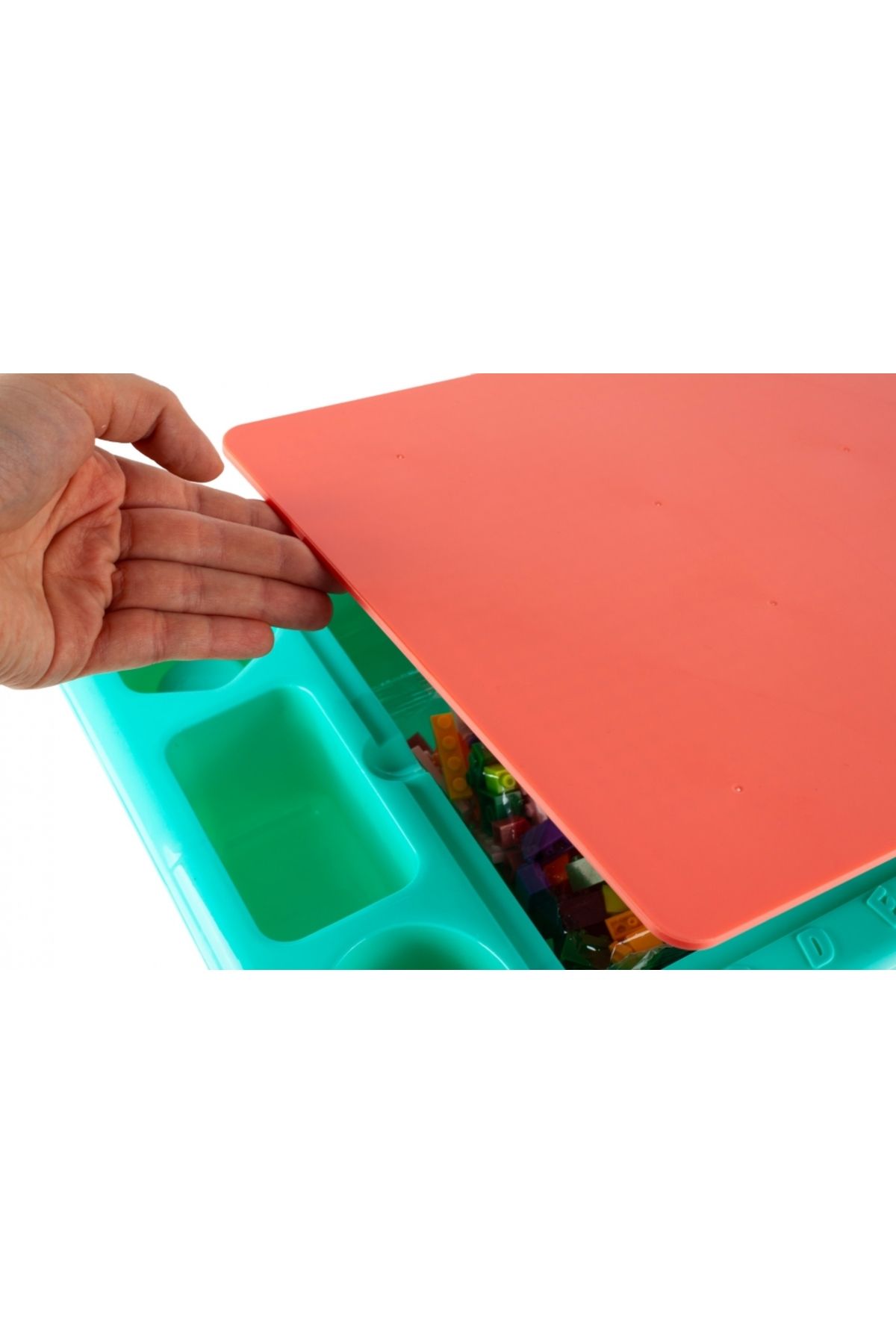 ideal STORE-TOY BLOCK idealStore Educational Table, Dimensions 48 x 30 x 26.5 cm, Double Top with Two Sides, 300 Blocks 5