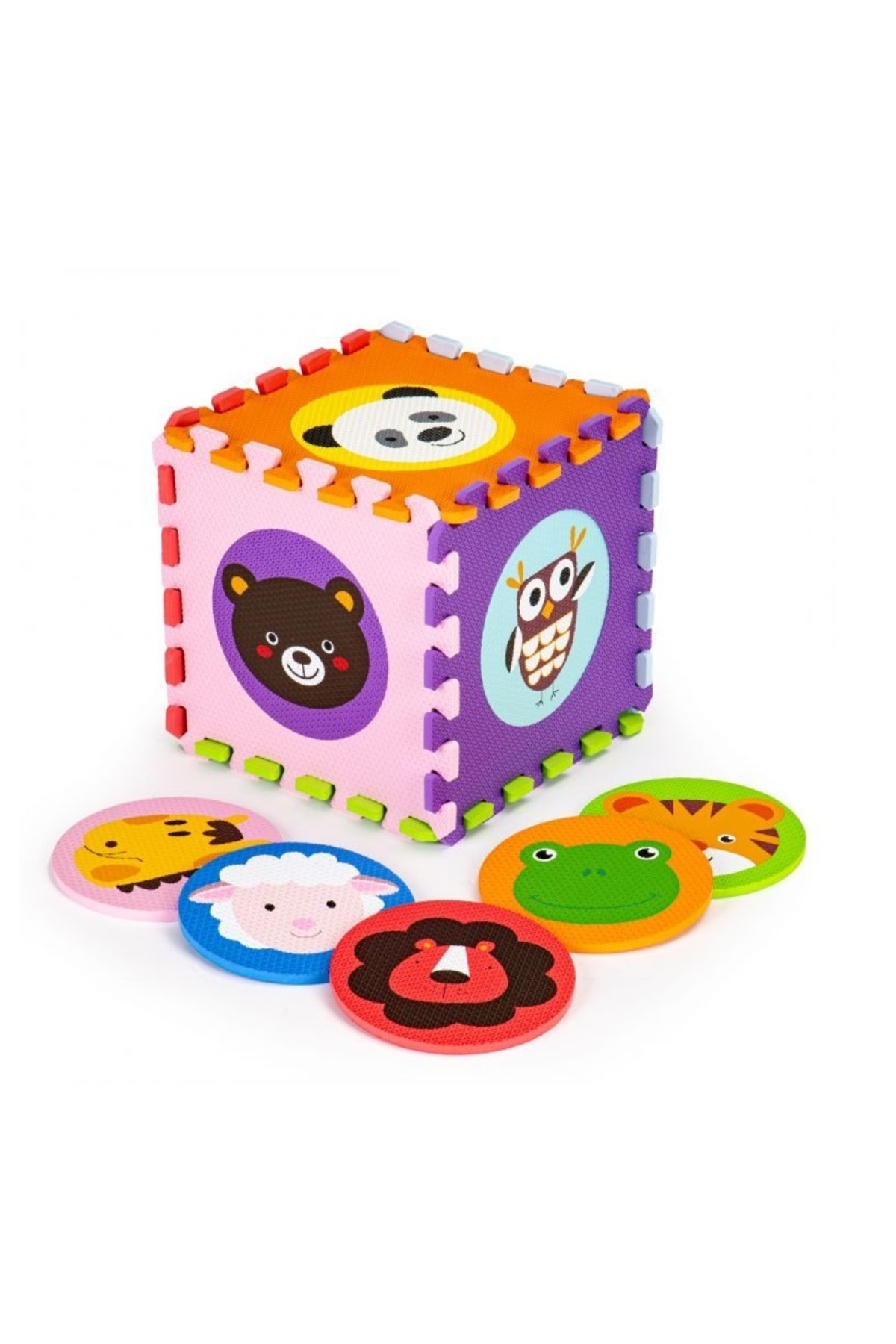 ideal STORE-Interactive puzzle mat, Dimensions 90 x 90 cm, Includes 9 large square puzzles with animals, 4