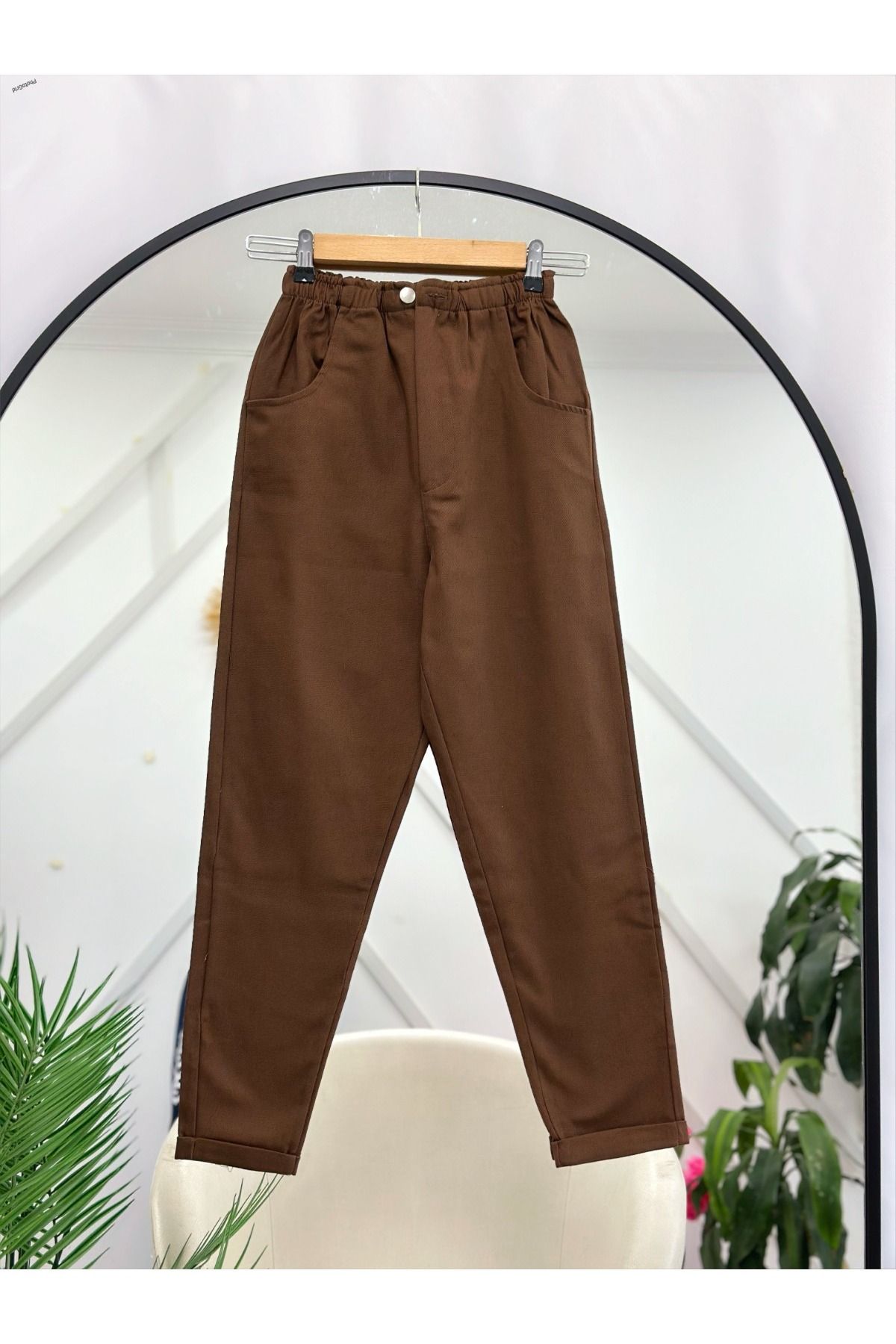 YEDİLALE BELİ LASTİKLİ GABARDİN RAHAT KESİM BORU PAÇA PANTOLON