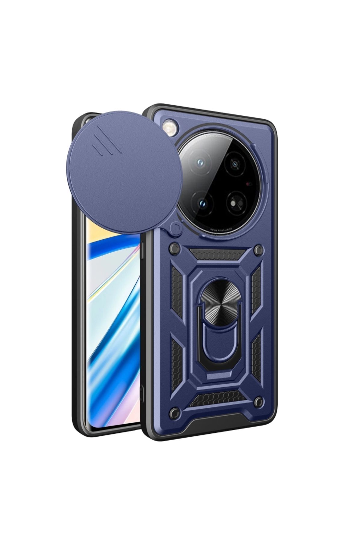 KılıfShop İnfinix Zero 40 5g Kılıf Pars Yüzüklü Standlı Darbe Korumalı Lacivert