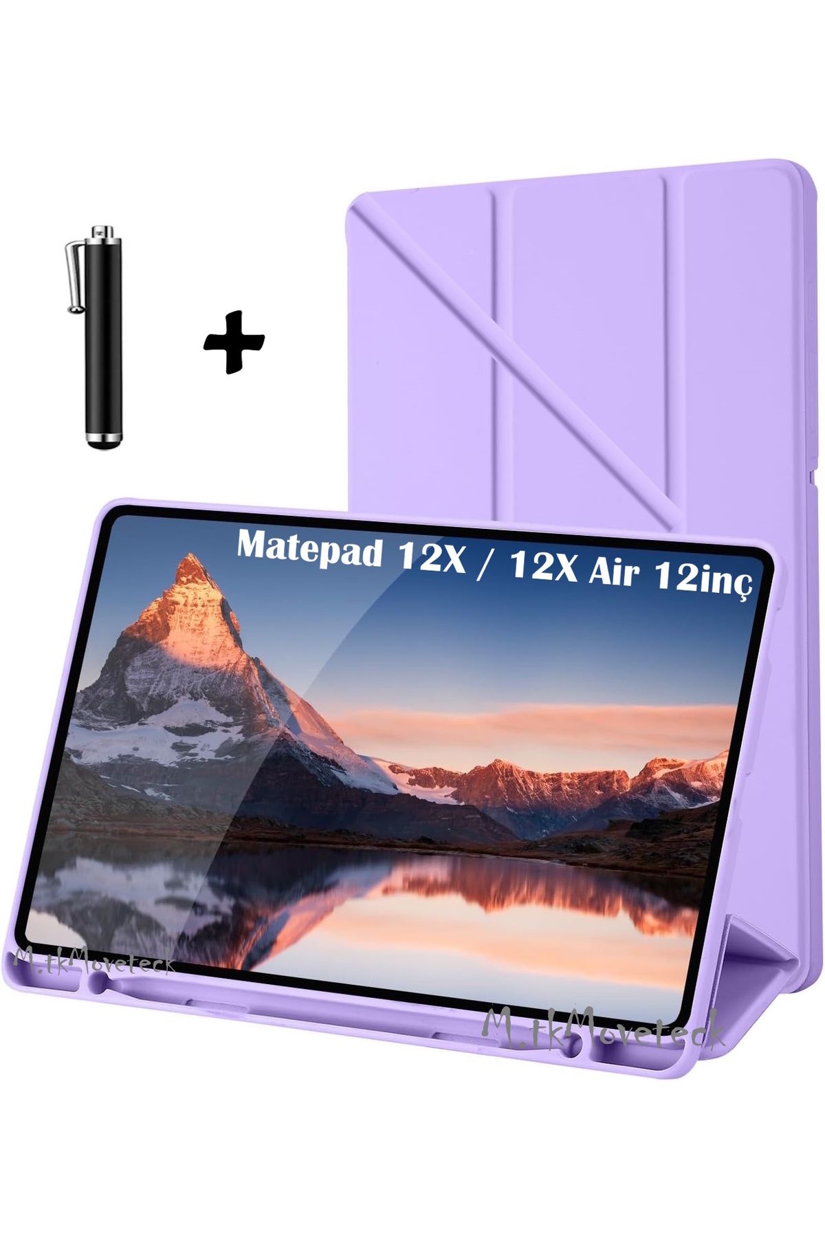 m.tk moveteck Huawei MatePad 12 X / 12X Air 12inç Kılıf Kalem Bölmeli Katlanabilir Akıllı Standlı Yumuşak Silikon