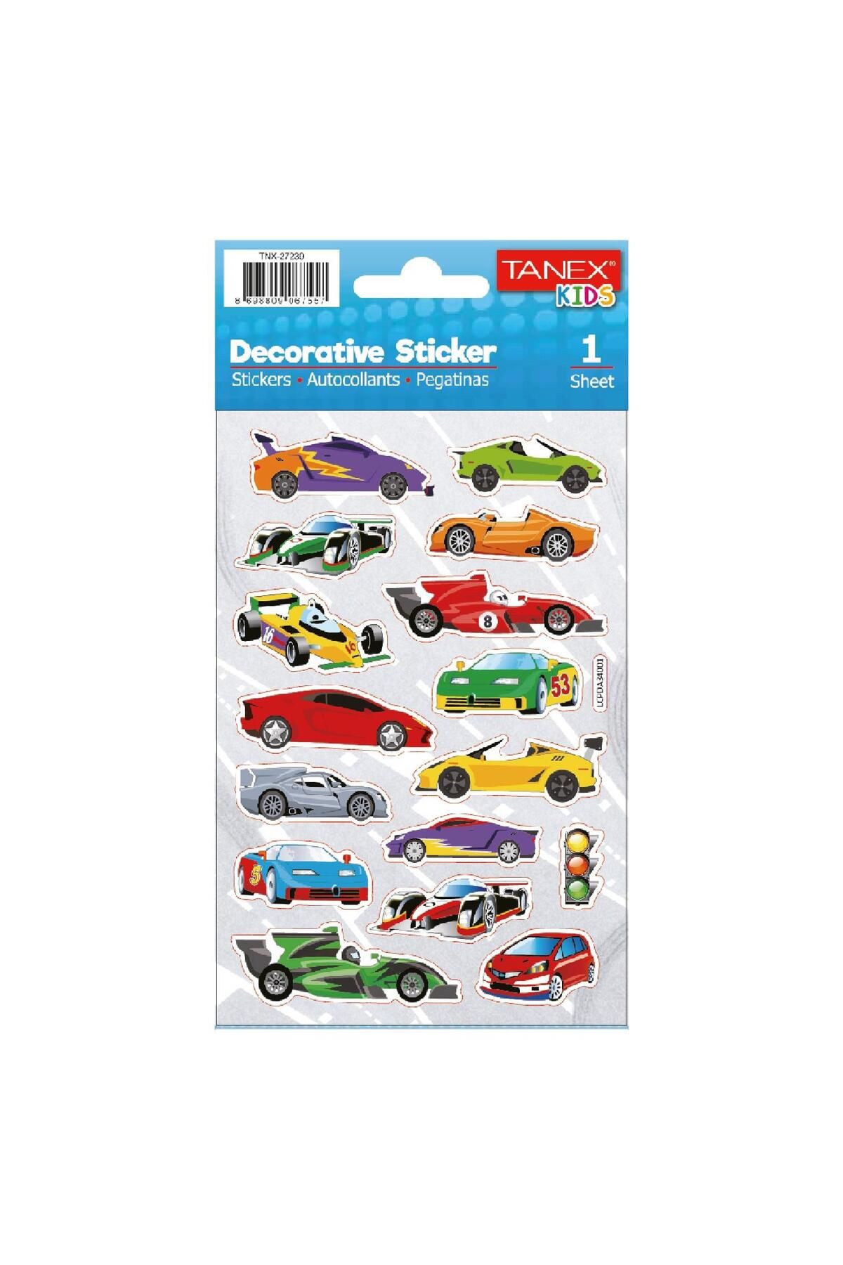 Tanex Kids Sticker Puffy Yarış Arabaları Serisi (27239)