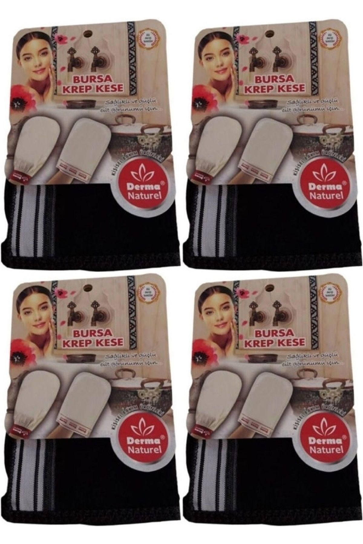 Derma Naturel Krep Kese - Siyah MS-28 (4 Lü Set)