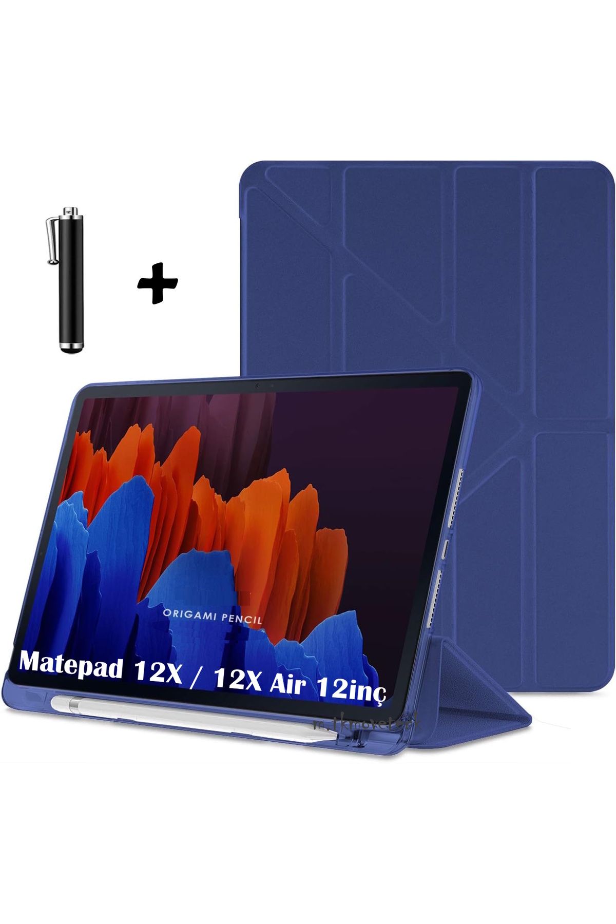 m.tk moveteck Huawei MatePad 12 X / 12X Air 12inç Kılıf Kalem Bölmeli Katlanabilir Akıllı Standlı Yumuşak Silikon