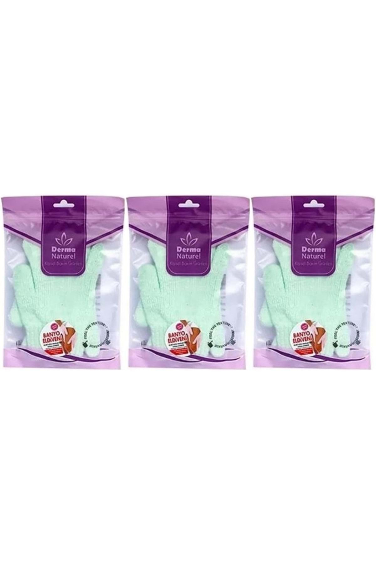 Derma Naturel Parmaklı Banyo Eldiveni MS-23 (3 Lü Set)