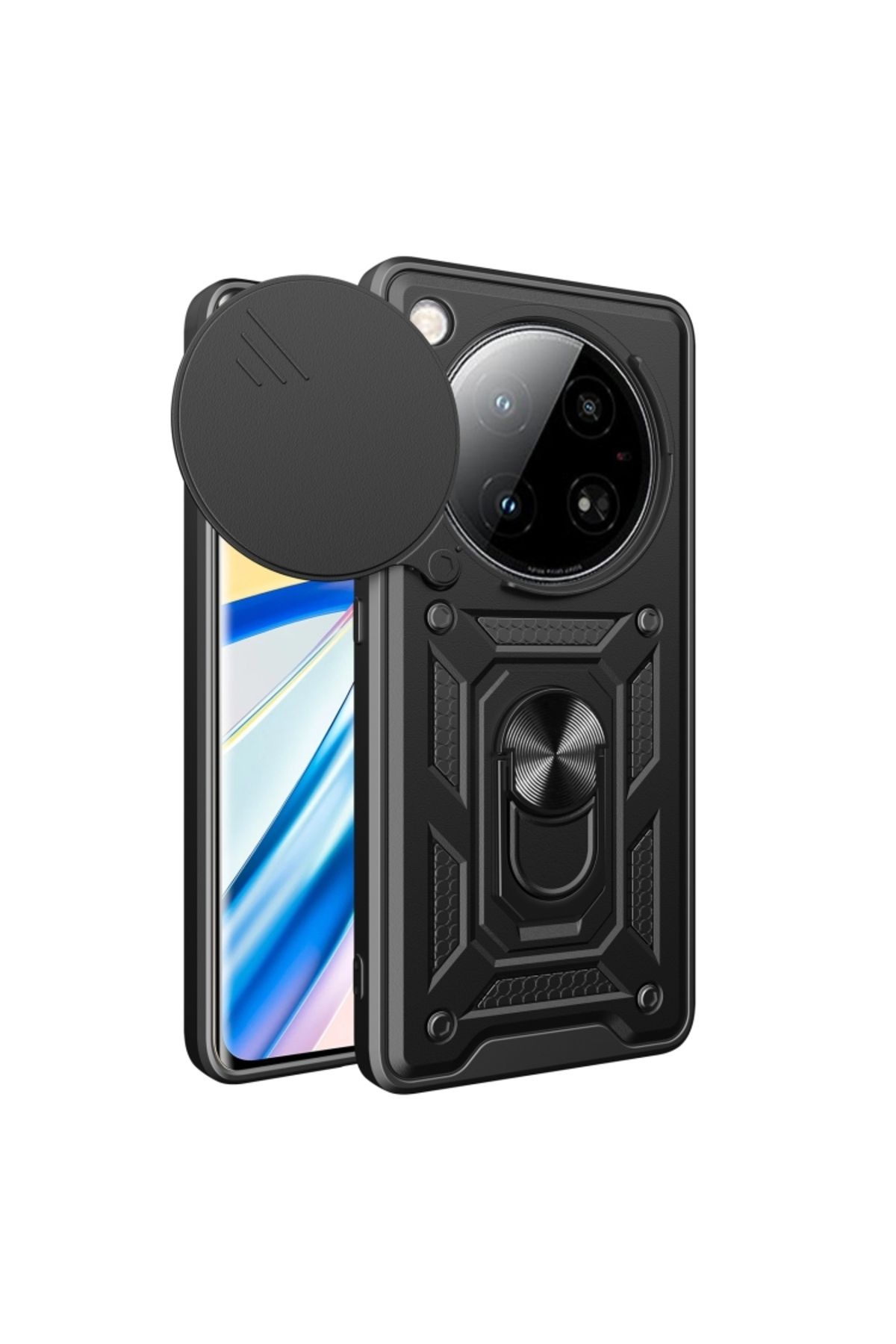 KılıfShop İnfinix Zero 40 5g Kılıf Pars Yüzüklü Standlı Darbe Korumalı Siyah