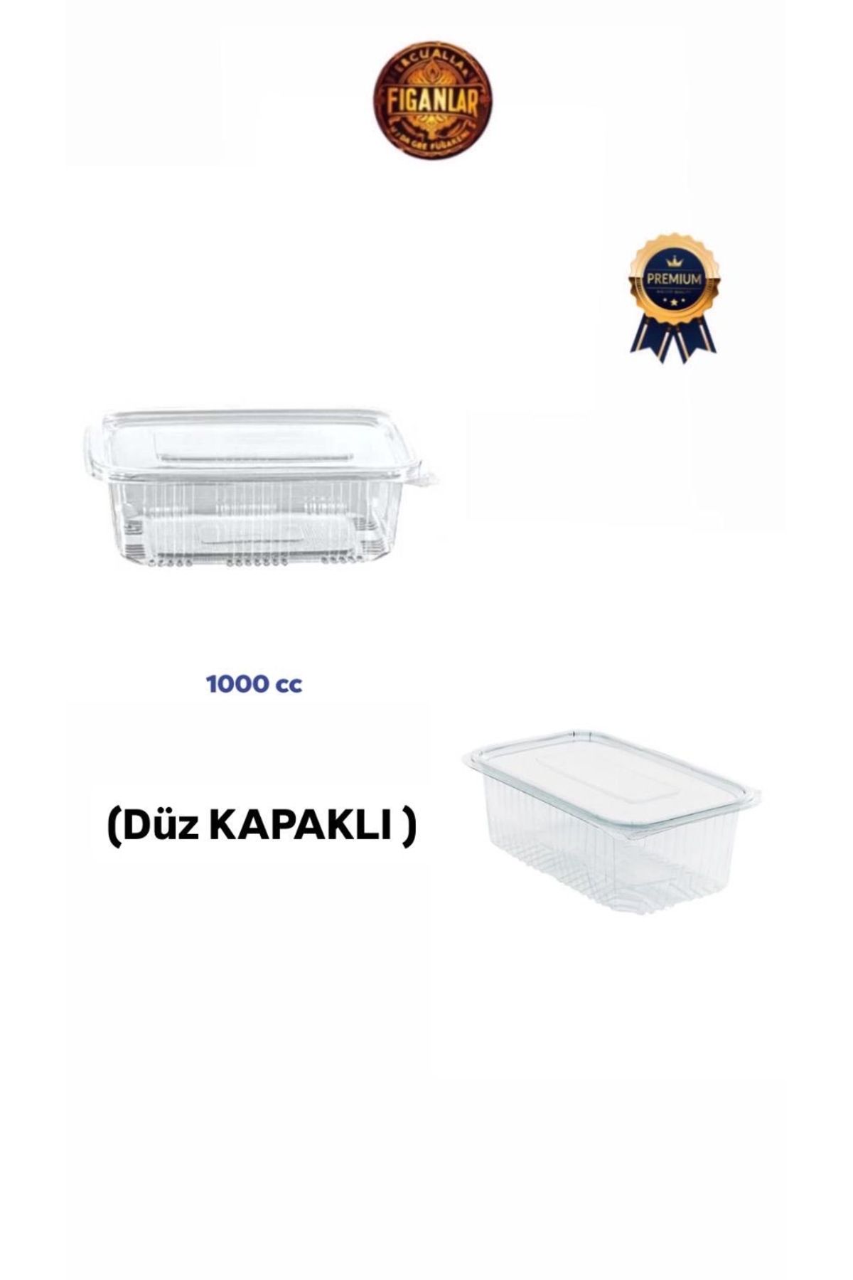 figanlar ambalaj Kendinden Kapaklı 1000cc Düz Kapak Sızdırmaz Plastik Kap 100 Adet