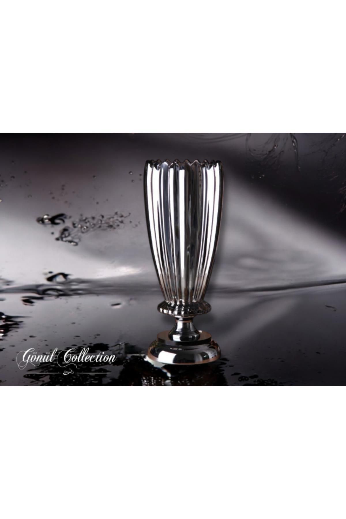 GÖNÜL COLLECTION GÖNÜL DEKORATİF KRİSTAL CAM VAZO FÜME