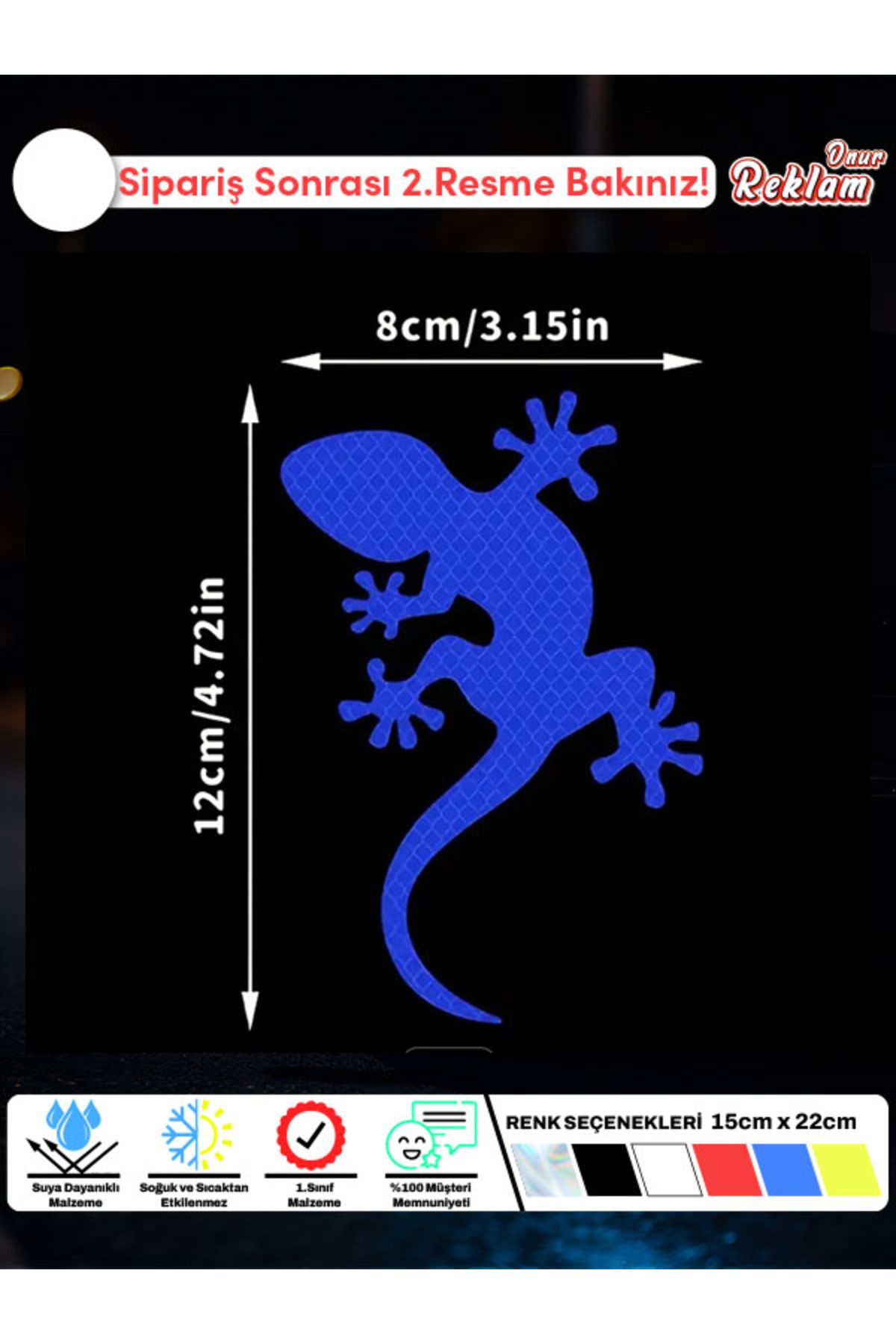 Onur Reklam Kertenkele Sticker – Suya Dayanıklı 12x8 cm Araç Etiketi