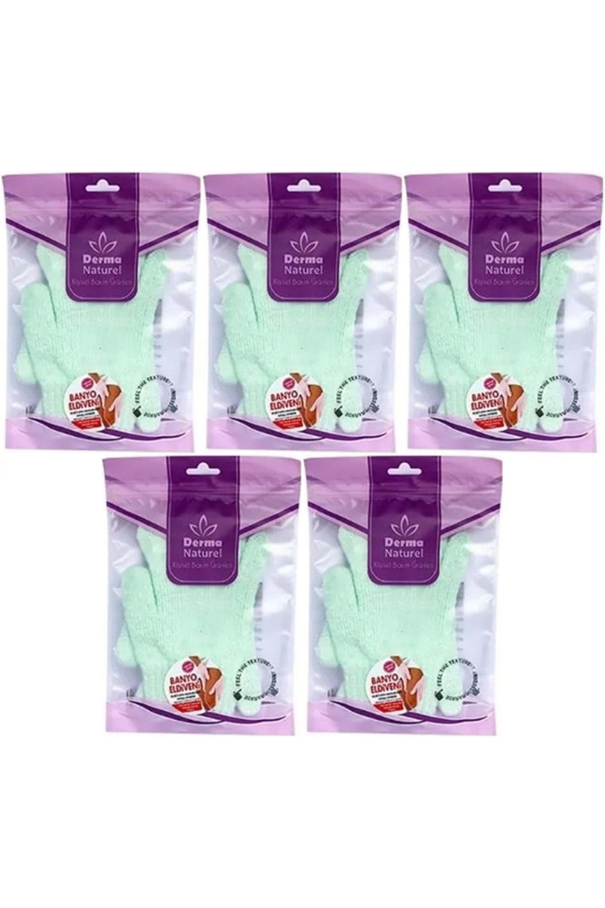 Derma Naturel Parmaklı Banyo Eldiveni MS-23 (5 Li Set)