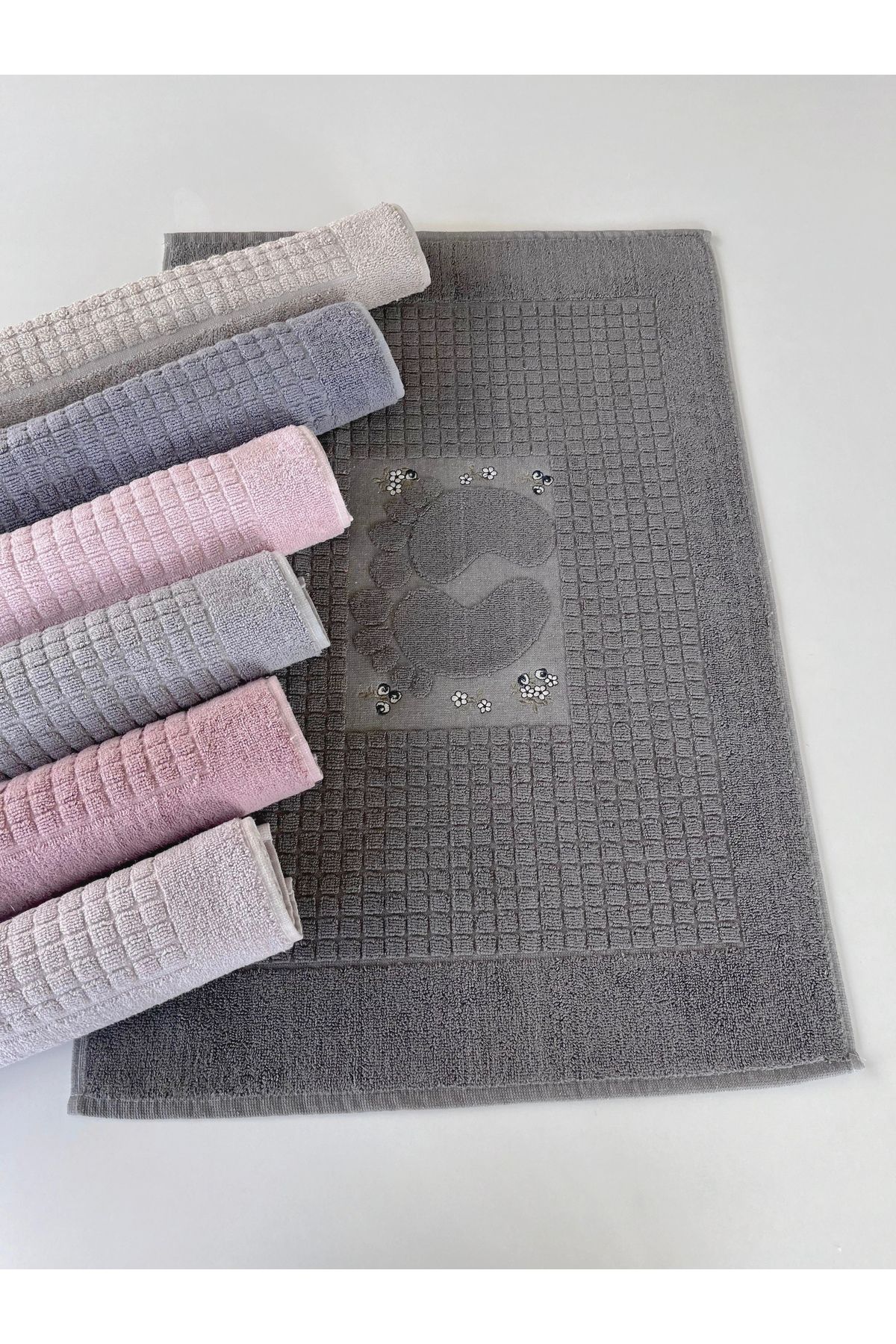 sarra Mysoft 50x70 Nakışlı Ayak Havlusu - Pudra