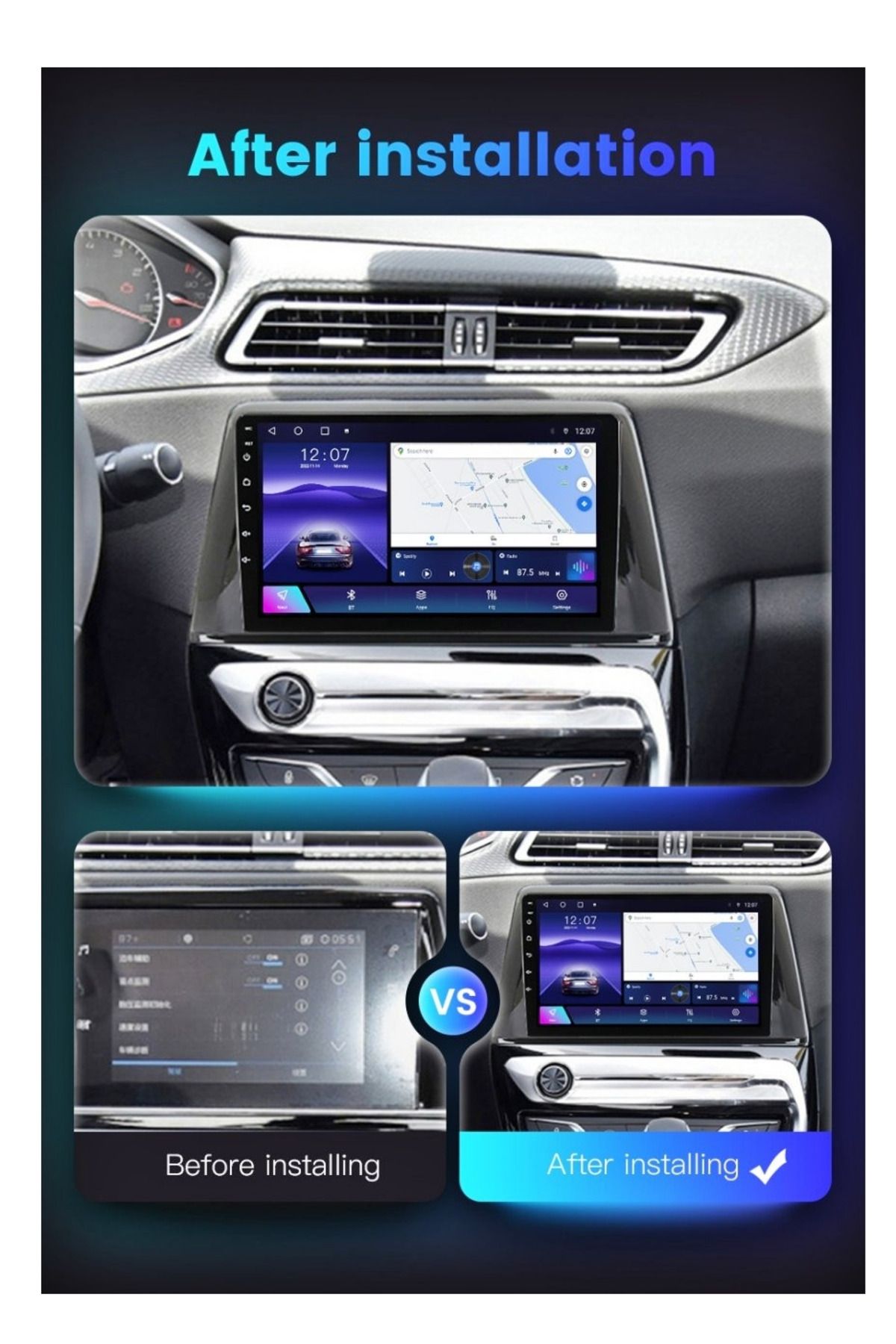 ideal STORE-Navigation Frame 9 idealSTORE, Wiring and Canbus Module Included, compatible with Peugeot 308 II 2013-2021, on 4